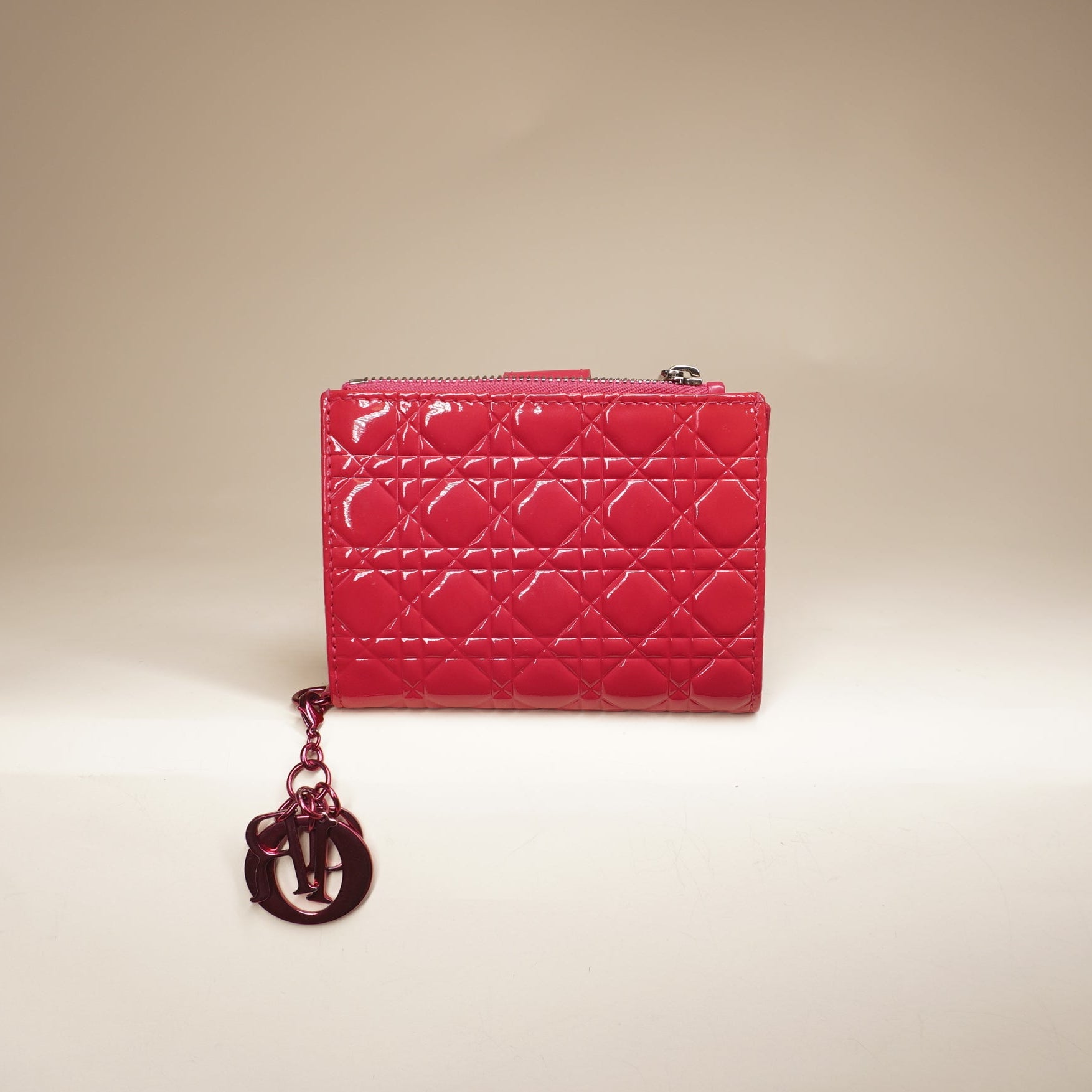 PRE-OWNED Pink Patent Cannage Lady Dior Eden Wallet
