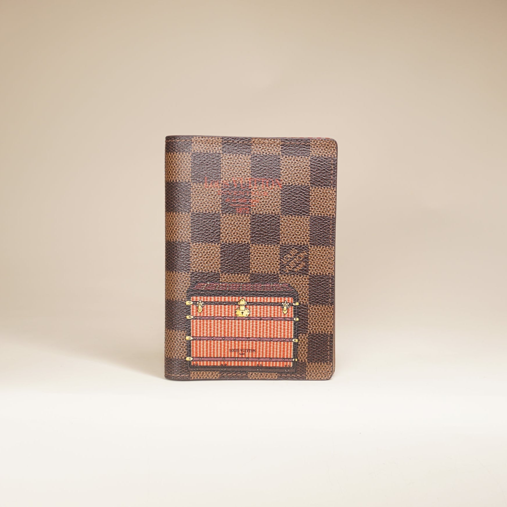 PRE-OWNED LV Damier Ebene Trunks and Locks Passport Holder