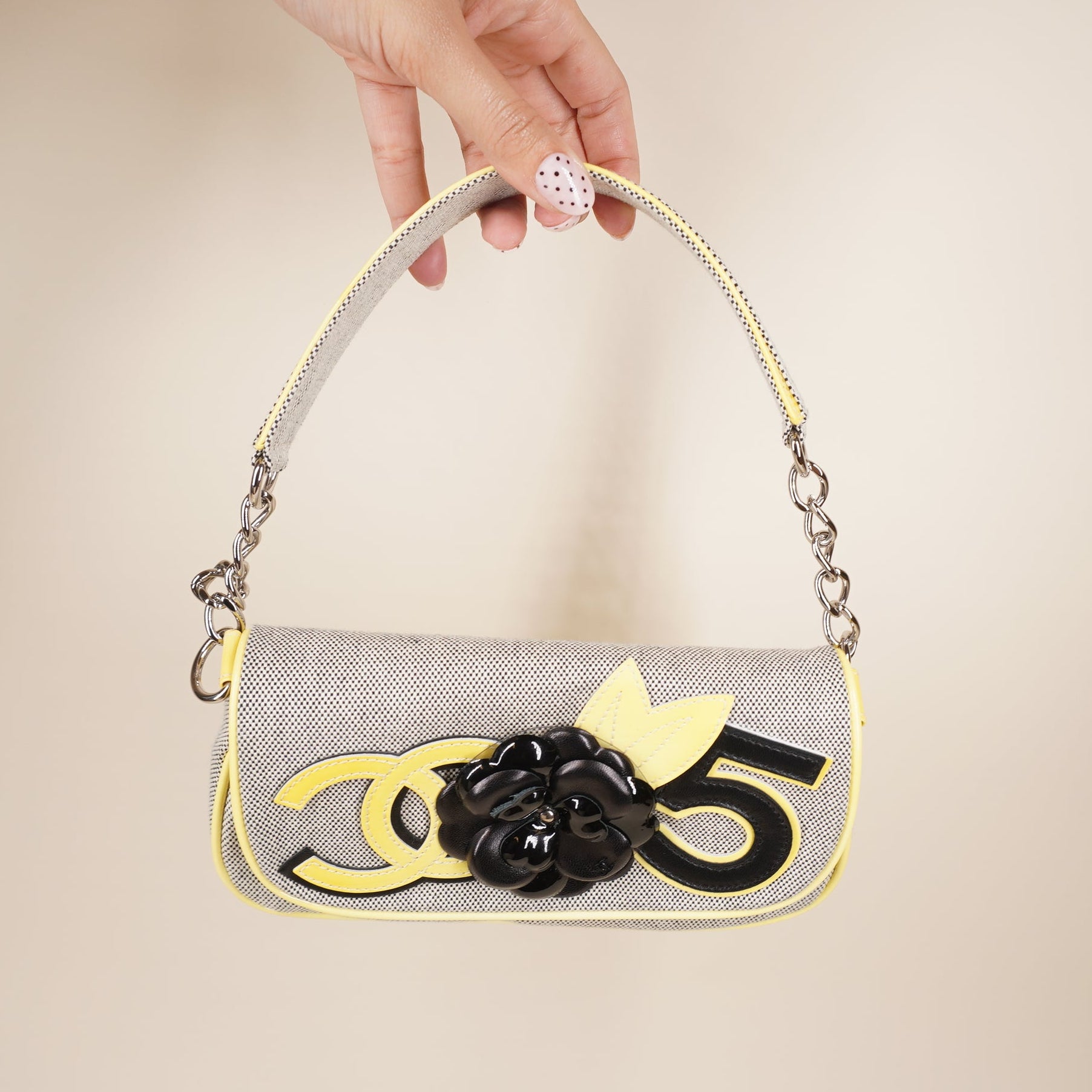 PRE-OWNED Canvas CC Camellia No. 5 Shoulder Bag