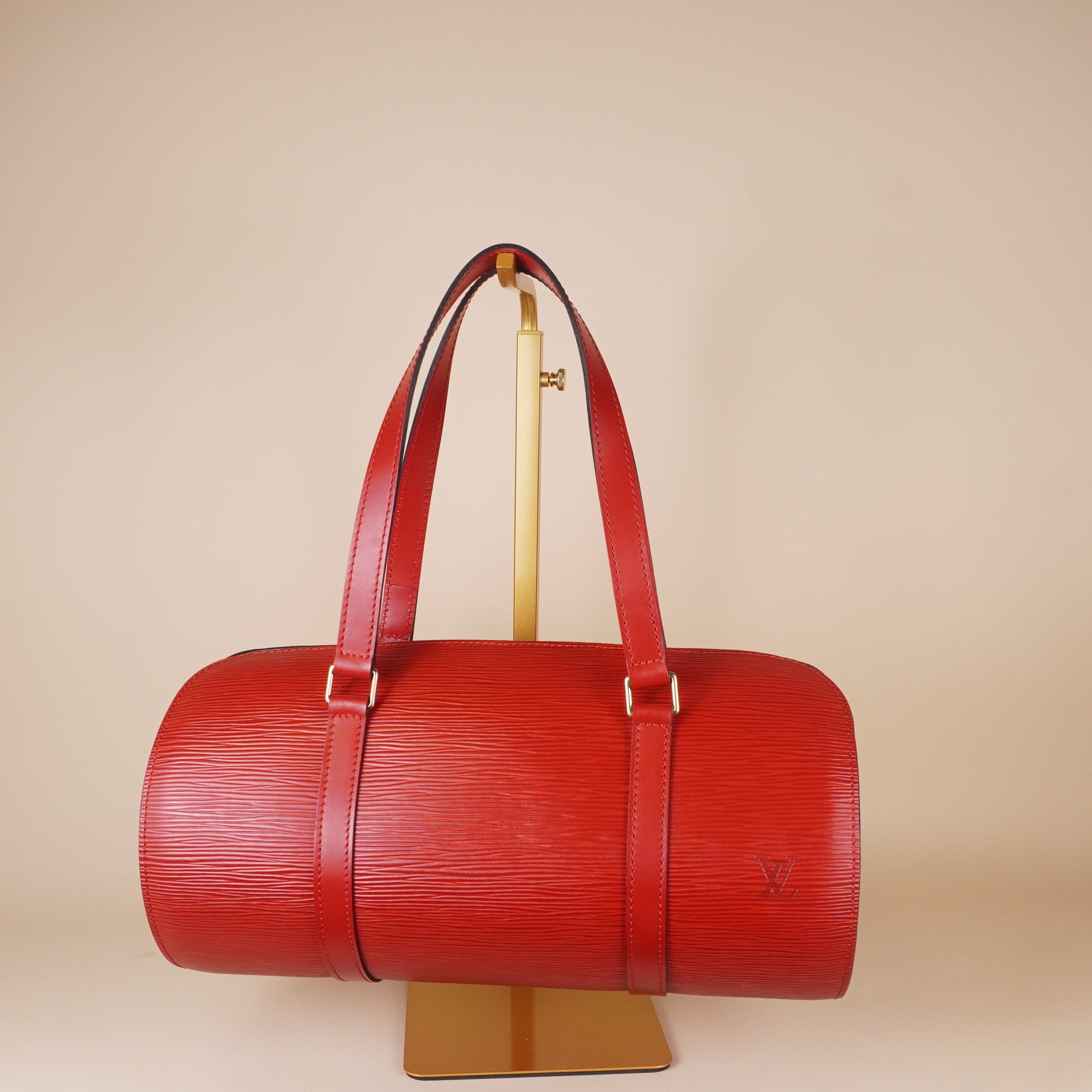 PRE-OWNED LV Epi Soufflot Castillan Red Shoulder Bag