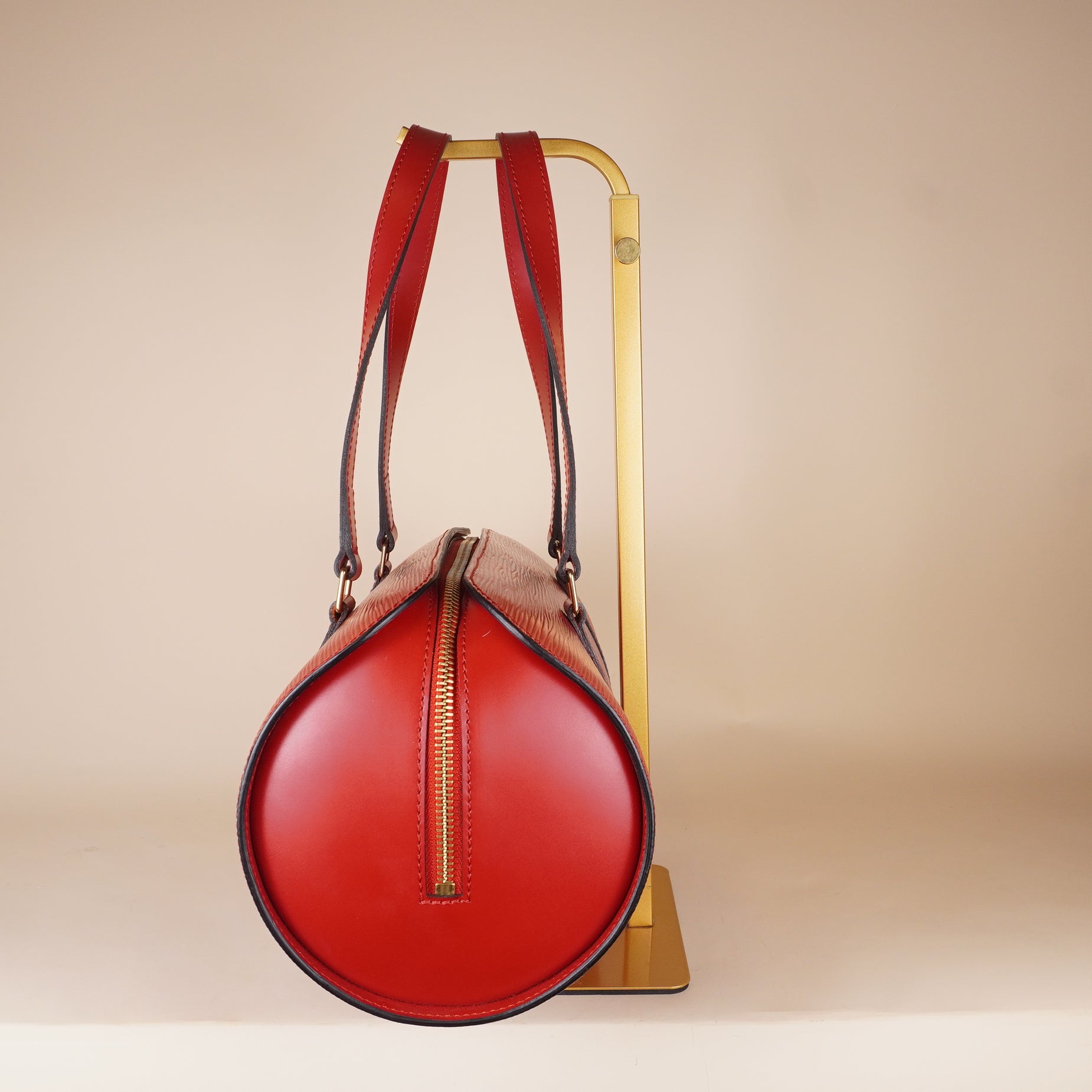 PRE-OWNED LV Epi Soufflot Castillan Red Shoulder Bag
