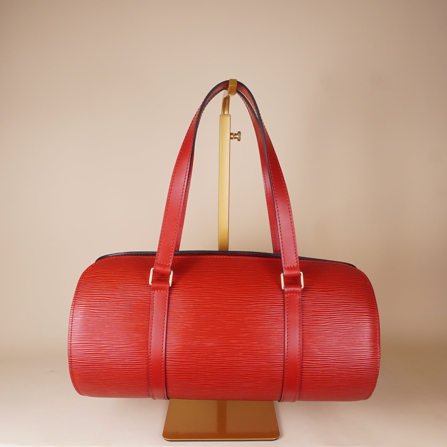 PRE-OWNED LV Epi Soufflot Castillan Red Shoulder Bag