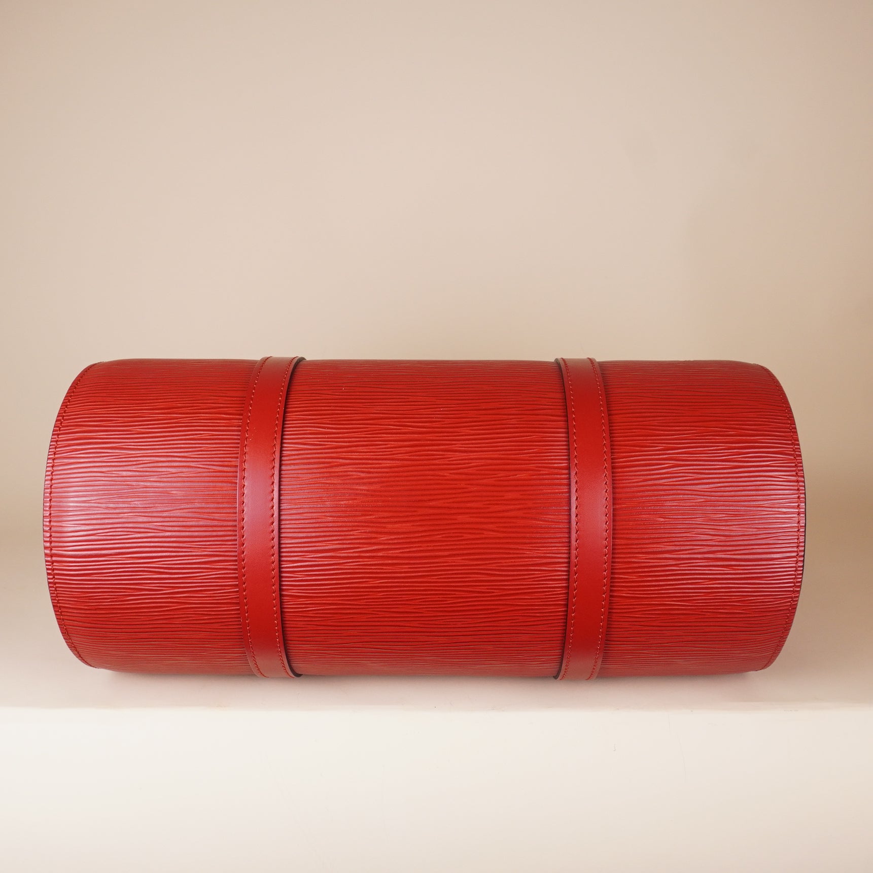 PRE-OWNED LV Epi Soufflot Castillan Red Shoulder Bag