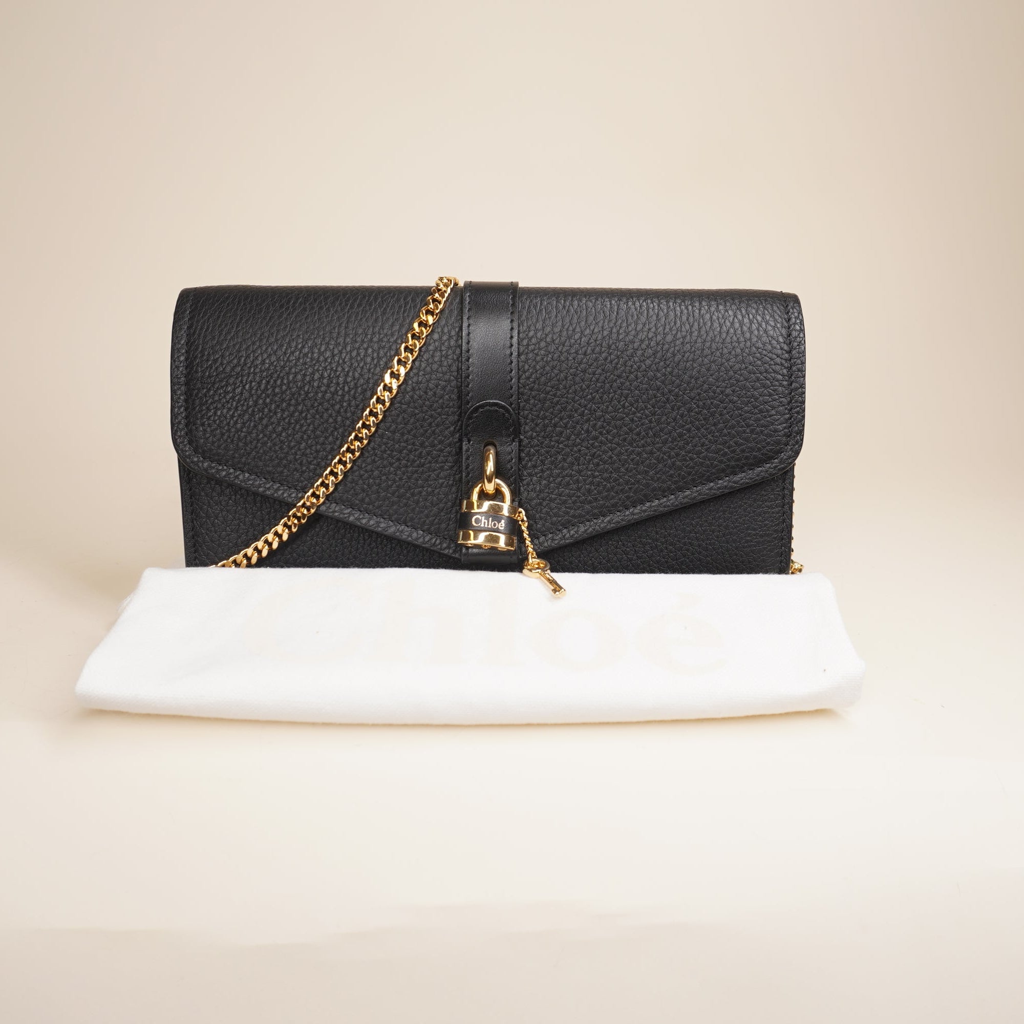 PRE-OWNED Leather Aby Wallet on Chain Black Crossbody Bag