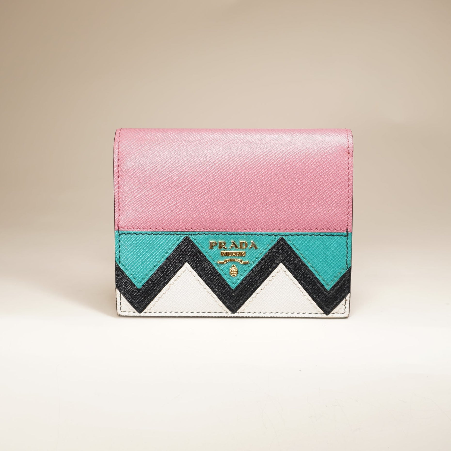 PRE-OWNED Short Wallet Leather Multiple Colors Pink