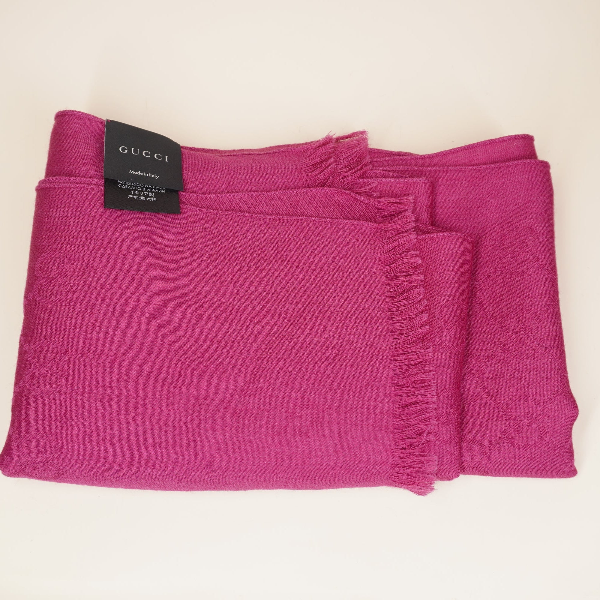 PRE-OWNED Scarf Monogram classic GG Fuschia