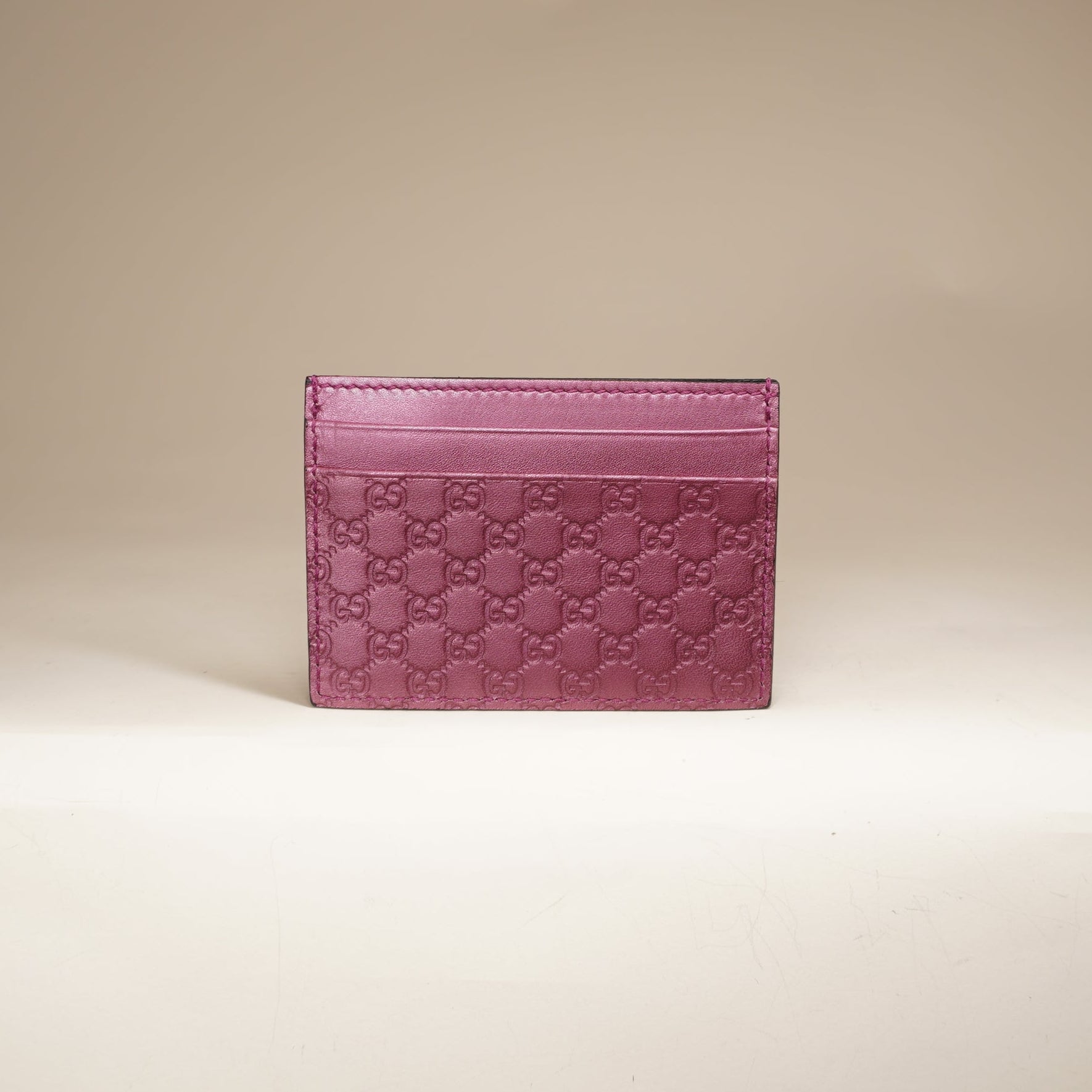 PRE-OWNED GG Microguccissima ID Window Card Holder Peonia
