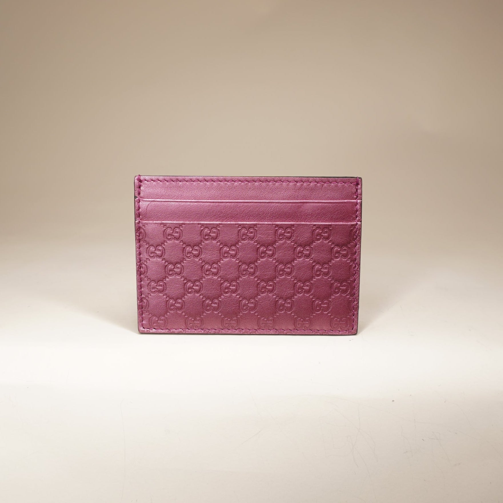 PRE-OWNED GG Microguccissima ID Window Card Holder Peonia