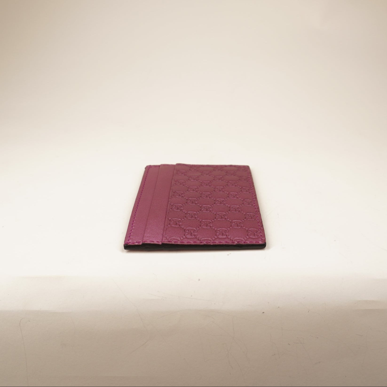 PRE-OWNED GG Microguccissima ID Window Card Holder Peonia