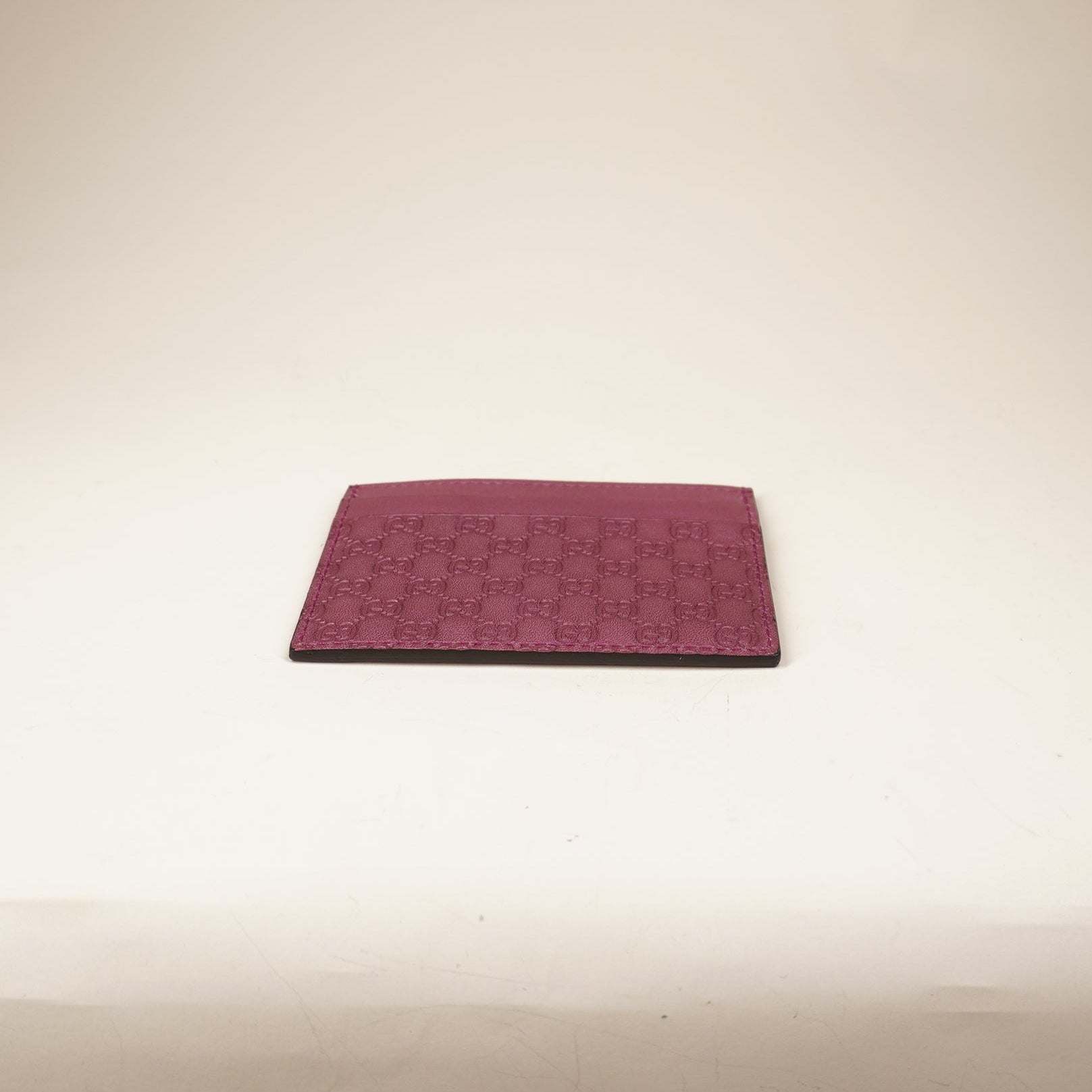 PRE-OWNED GG Microguccissima ID Window Card Holder Peonia