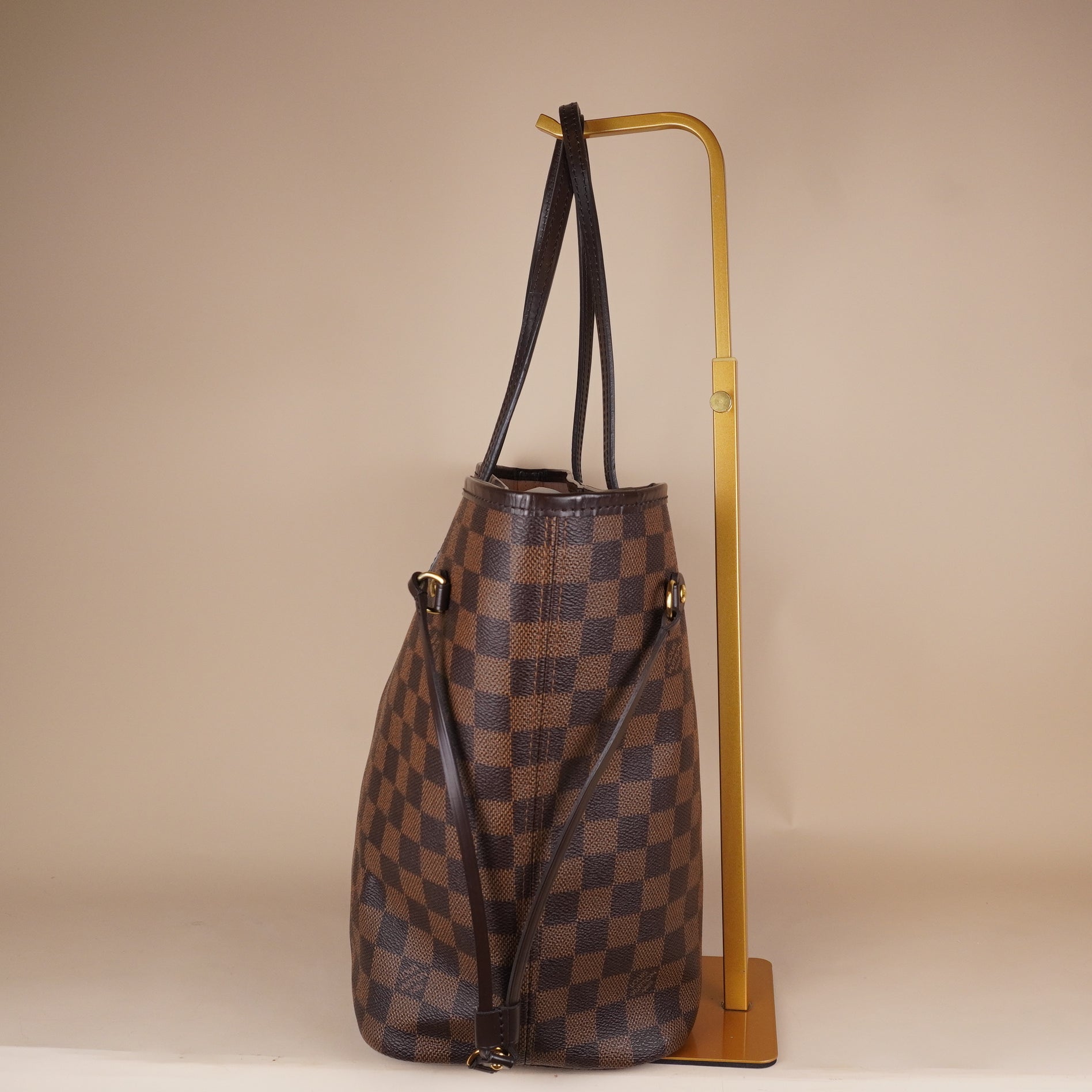 PRE-OWNED LV Damier Ebene Canvas Neverfull MM Shoulder Bag with Pouch