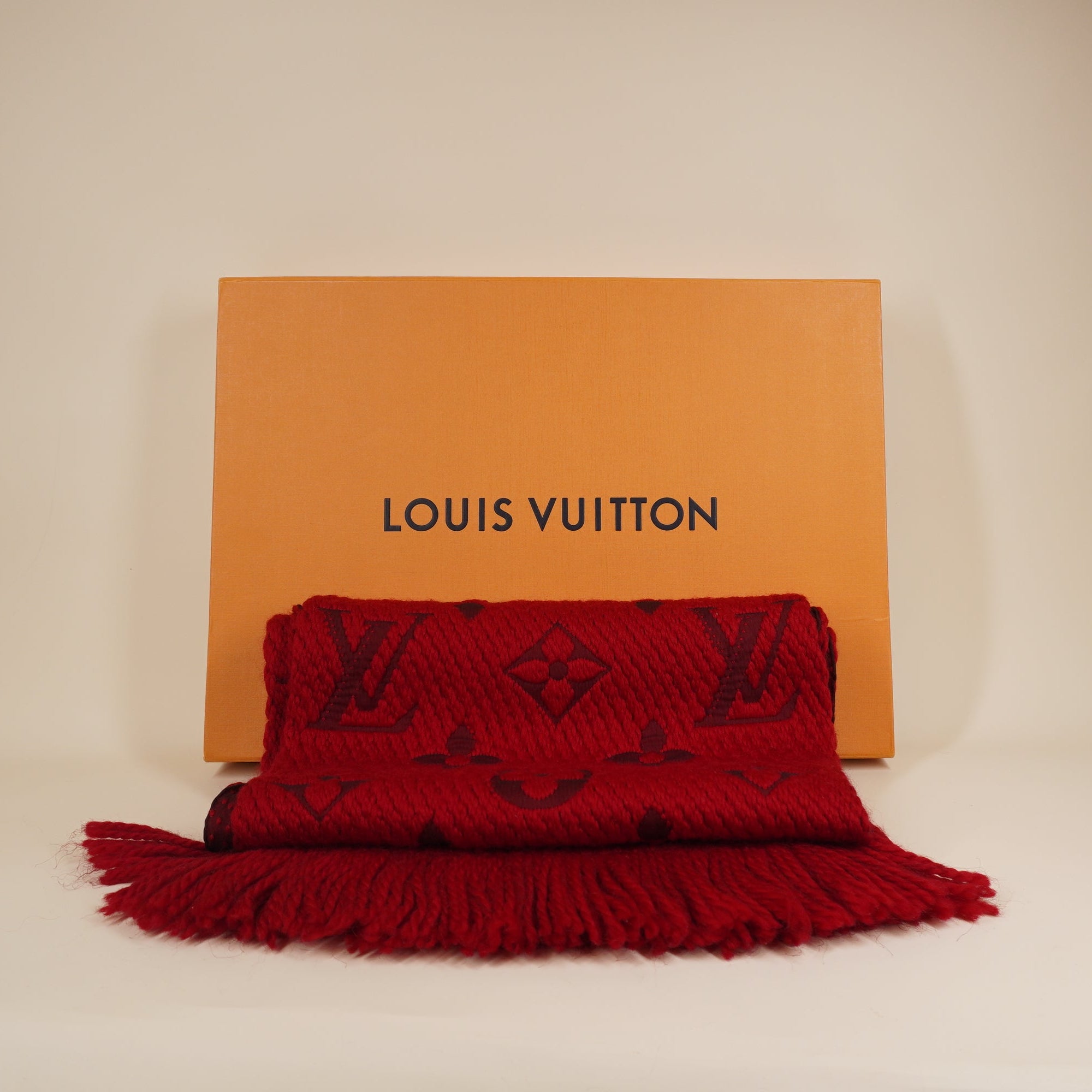 PRE-OWNED LV Red Logomania Scarf