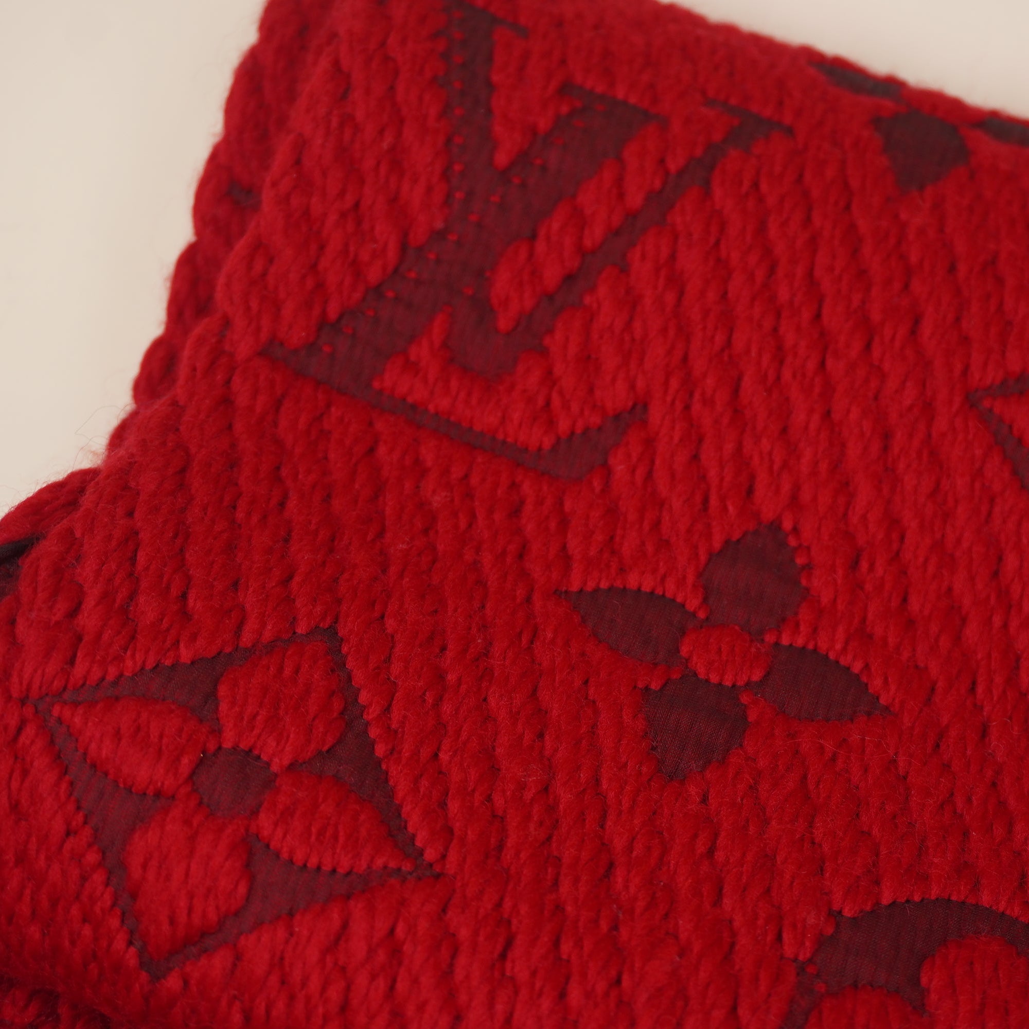 PRE-OWNED LV Red Logomania Scarf