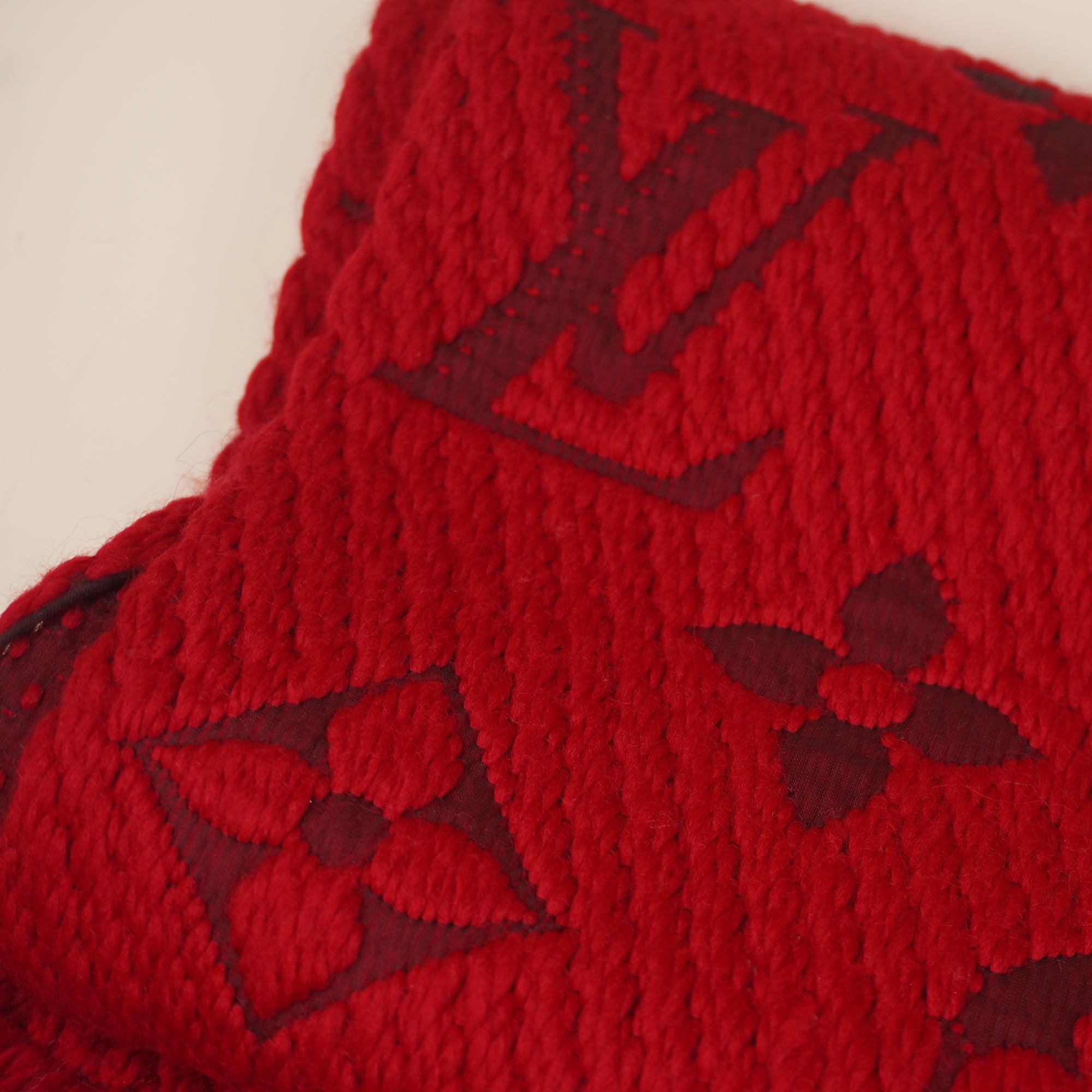 PRE-OWNED LV Red Logomania Scarf