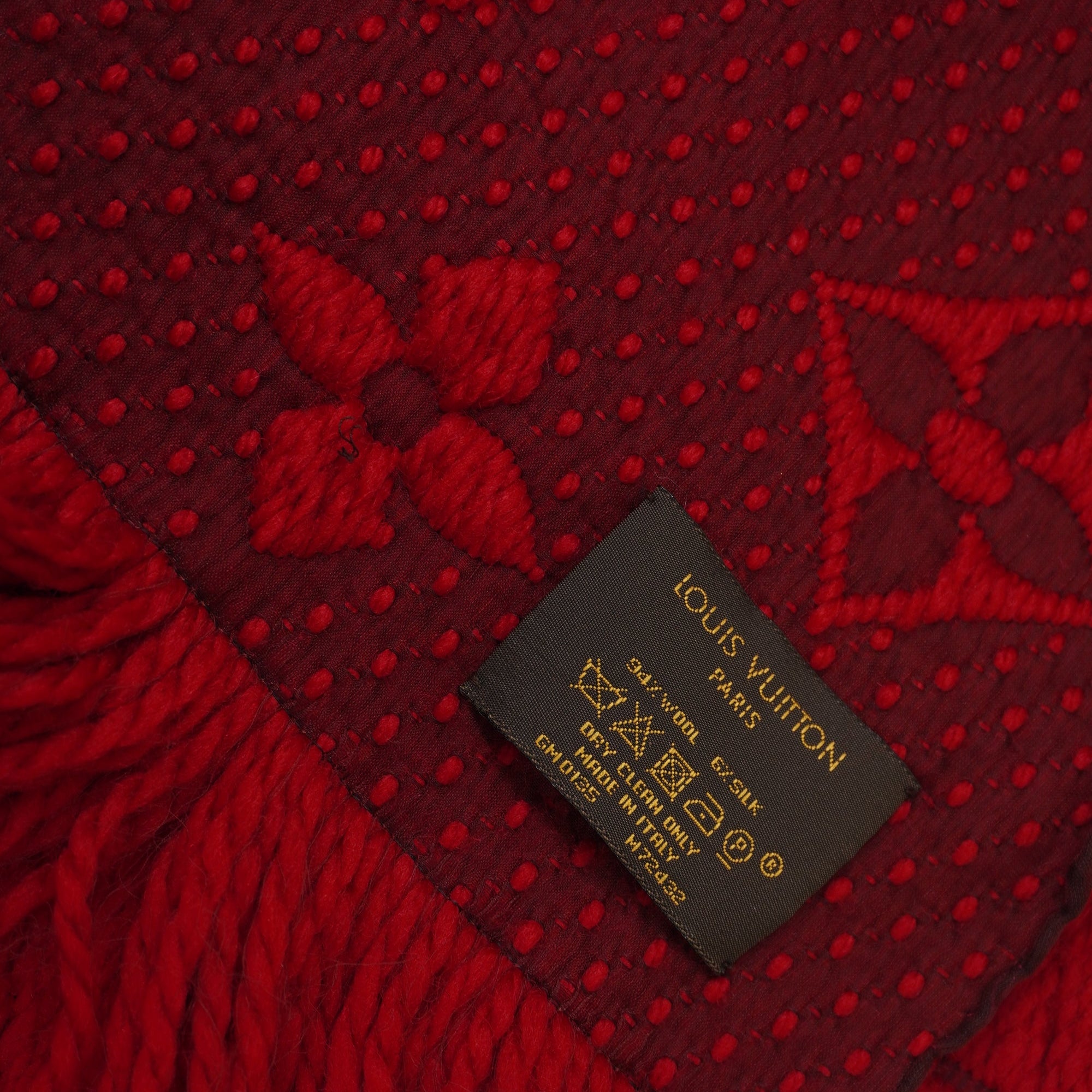 PRE-OWNED LV Red Logomania Scarf