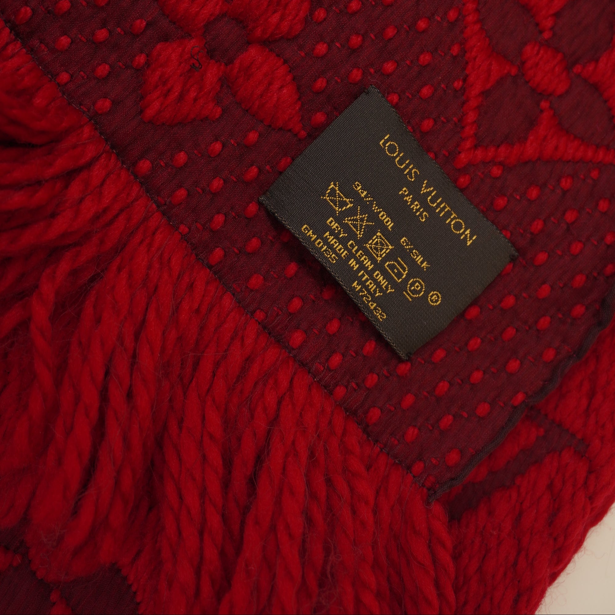 PRE-OWNED LV Red Logomania Scarf
