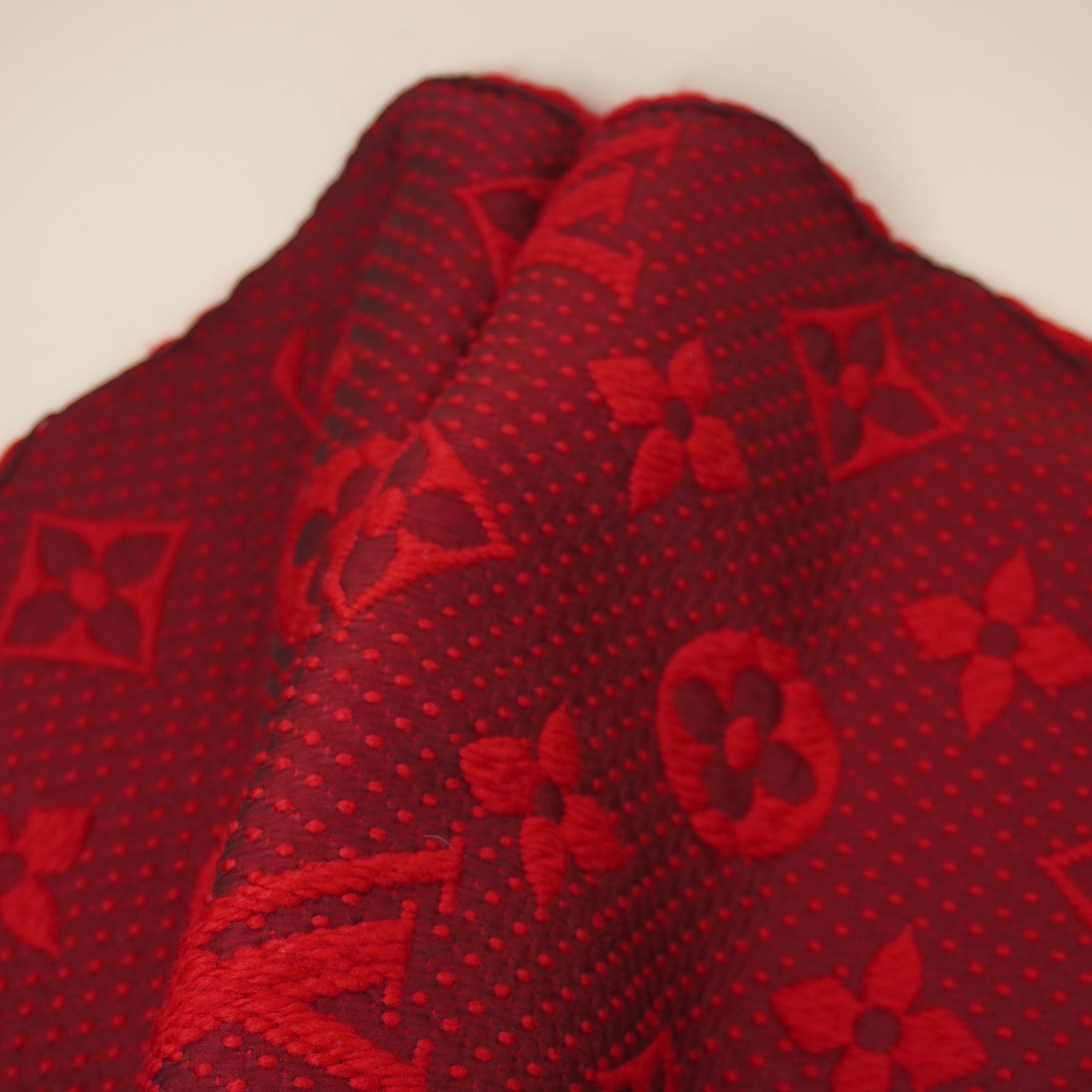 PRE-OWNED LV Red Logomania Scarf