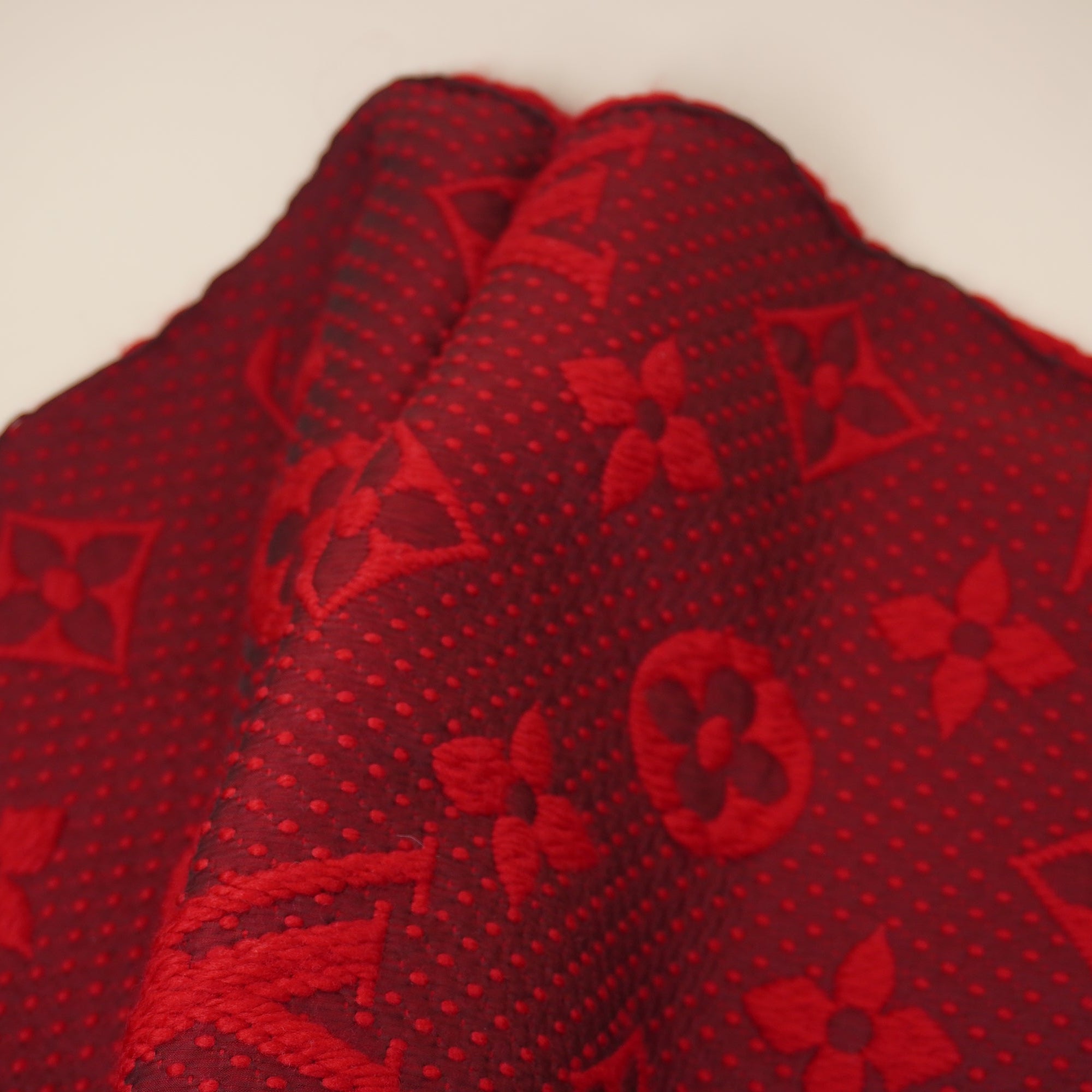 PRE-OWNED LV Red Logomania Scarf