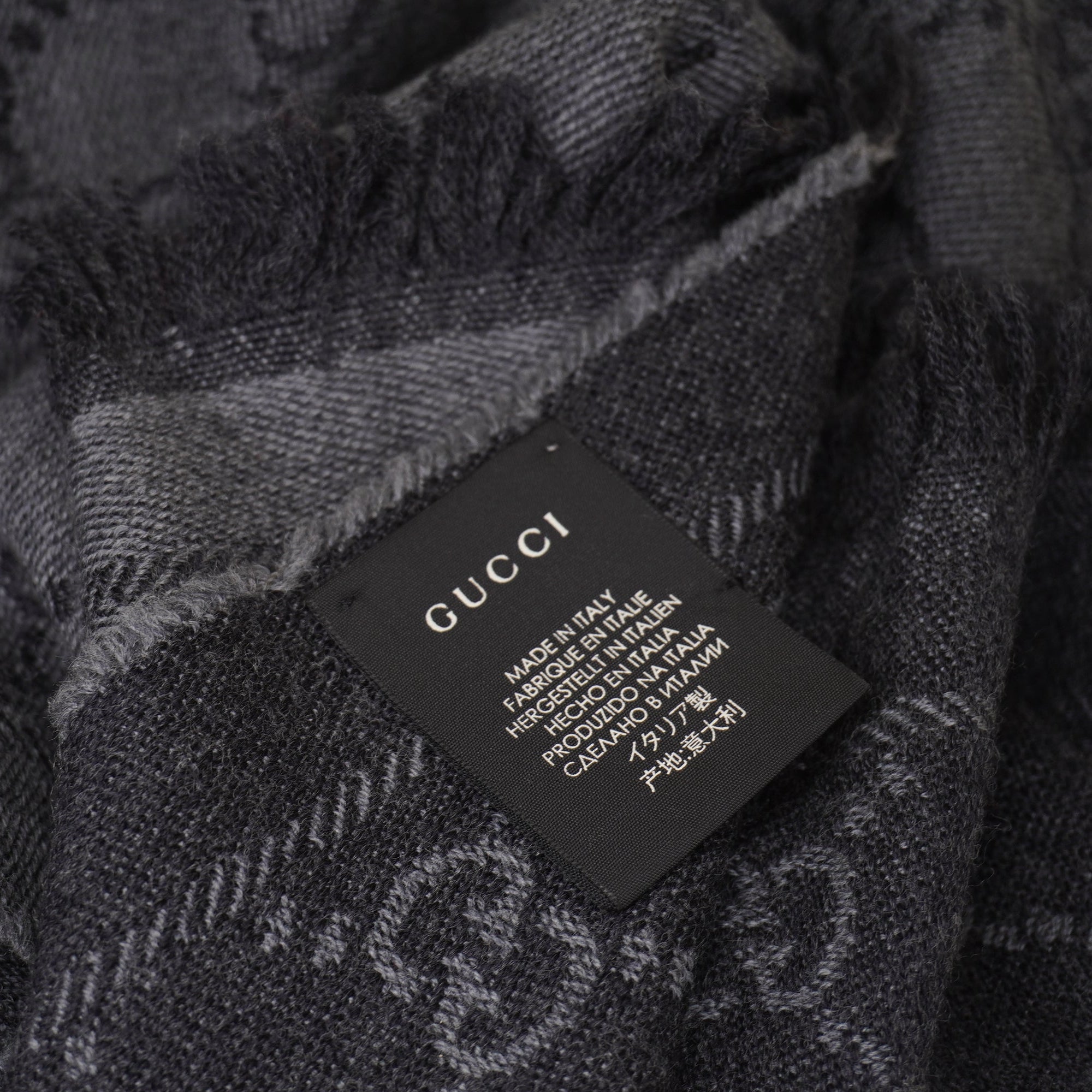 PRE-OWNED Monogram GG Black Wool Scarf
