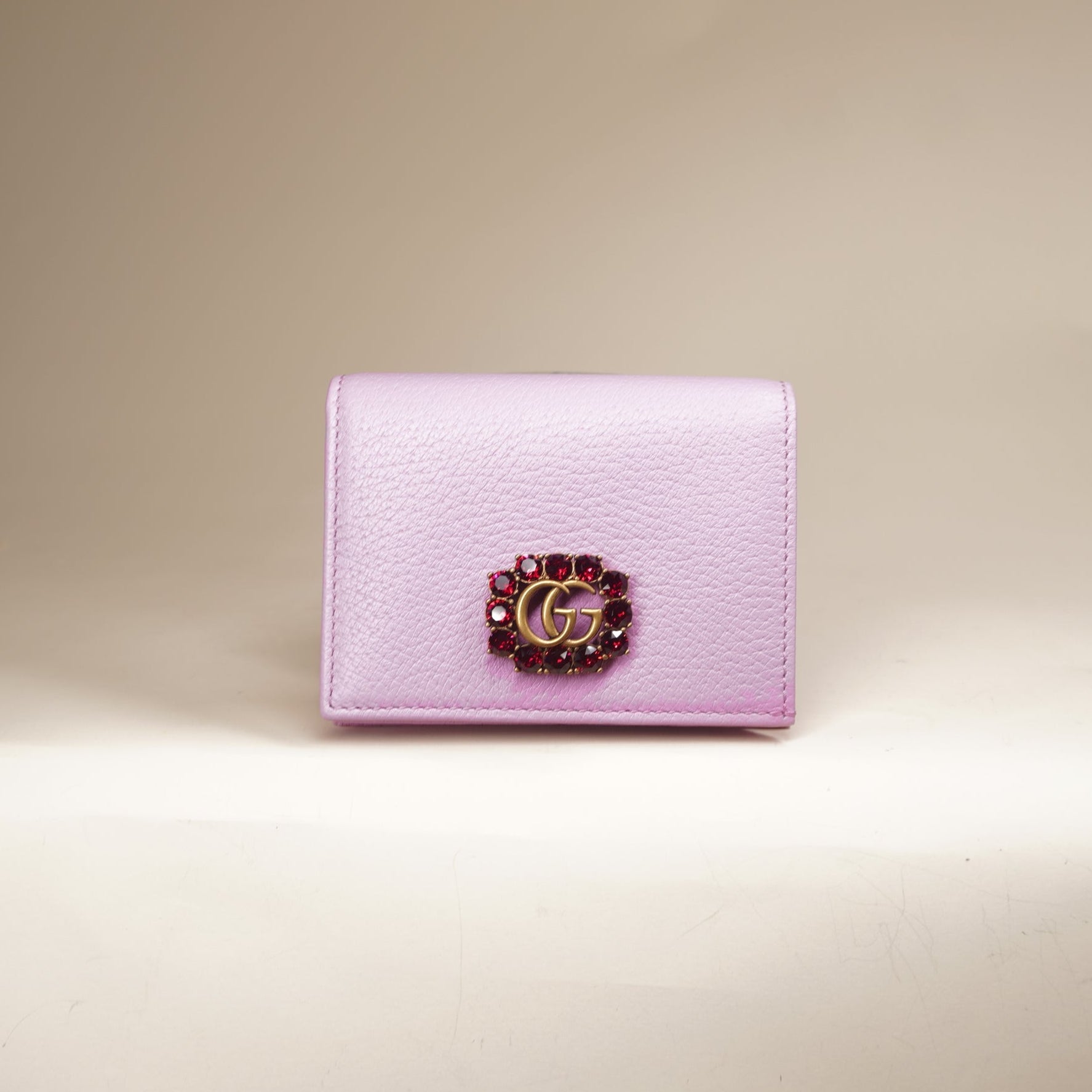 PRE-OWNED GG Pink Crystals Marmont Bifold Card Holder