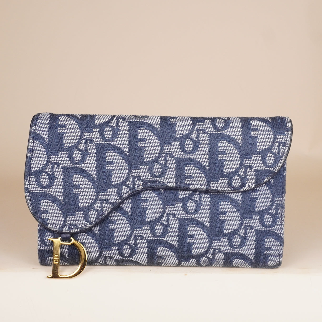 PRE-OWNED Monogram Saddle Large Zipped Wallet Blue
