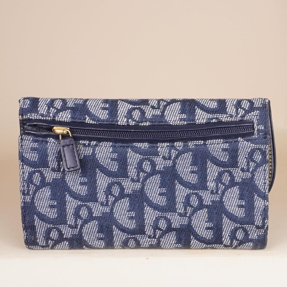 PRE-OWNED Monogram Saddle Large Zipped Wallet Blue