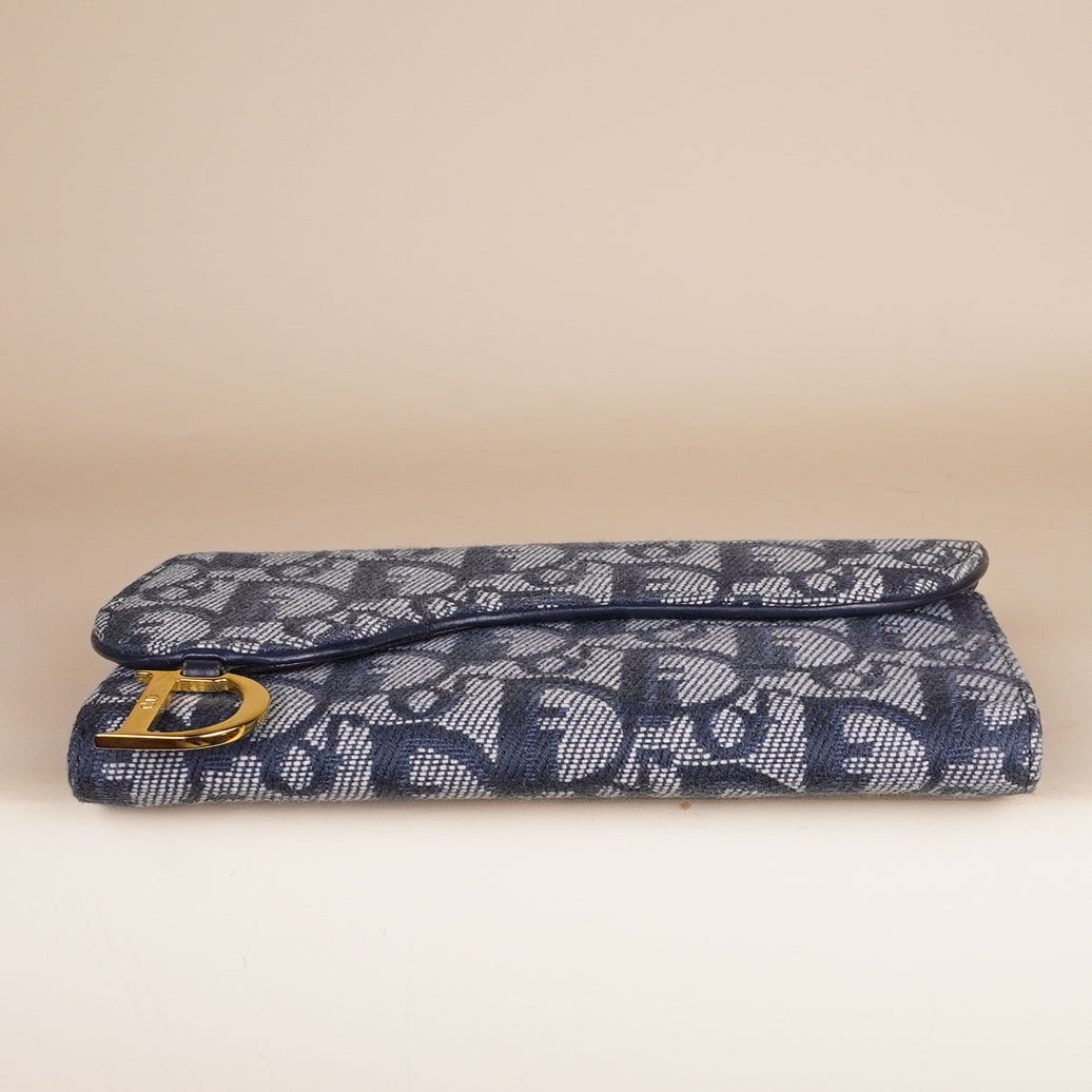 PRE-OWNED Monogram Saddle Large Zipped Wallet Blue