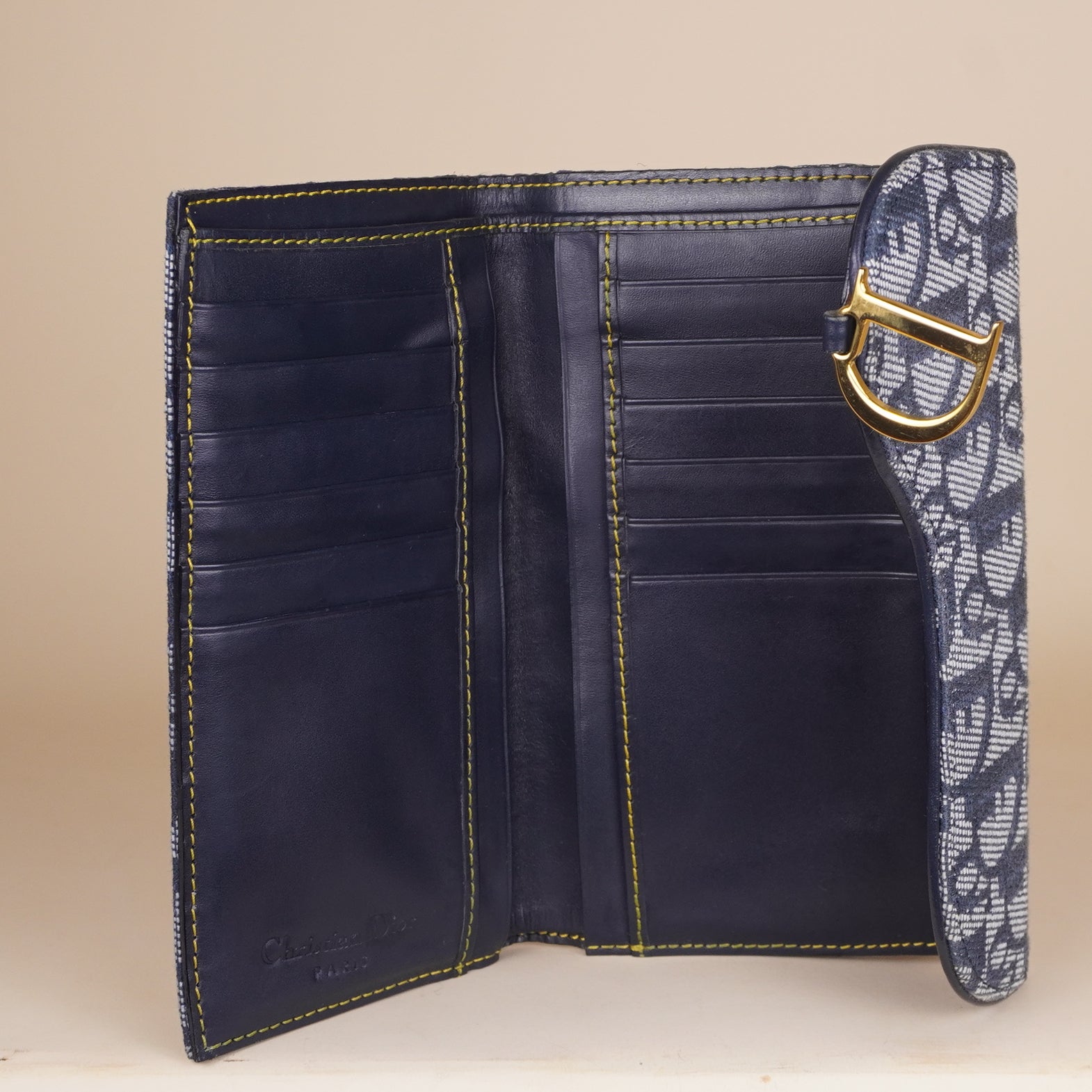 PRE-OWNED Monogram Saddle Large Zipped Wallet Blue