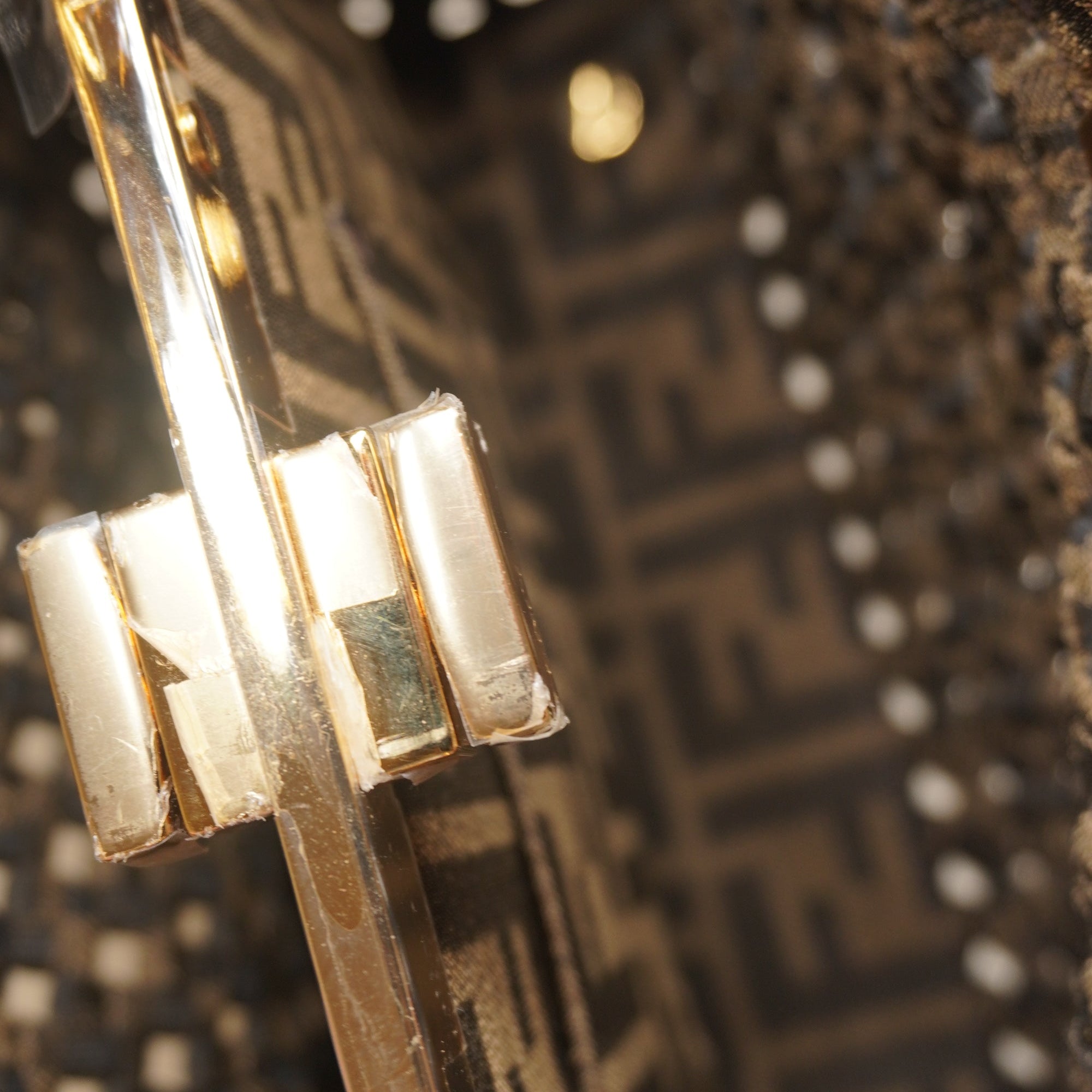 PRE-OWNED Fabric Jacquard FF 1974 Woven Knotted Mini Peekaboo Iconic Satchel Shoulder Bag 