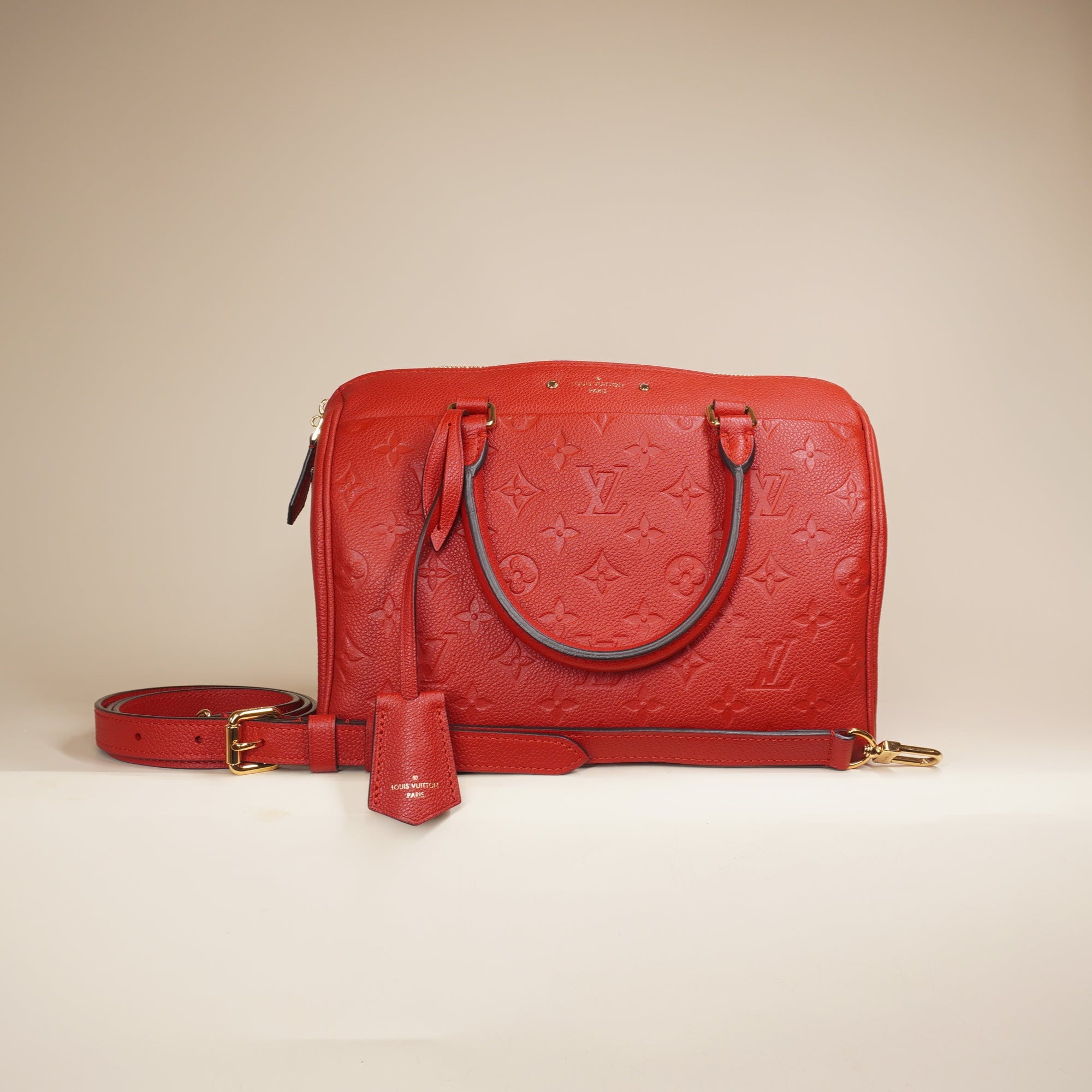 PRE-OWNED Speedy 25 Empreinte Leather Red Shoudler Bag