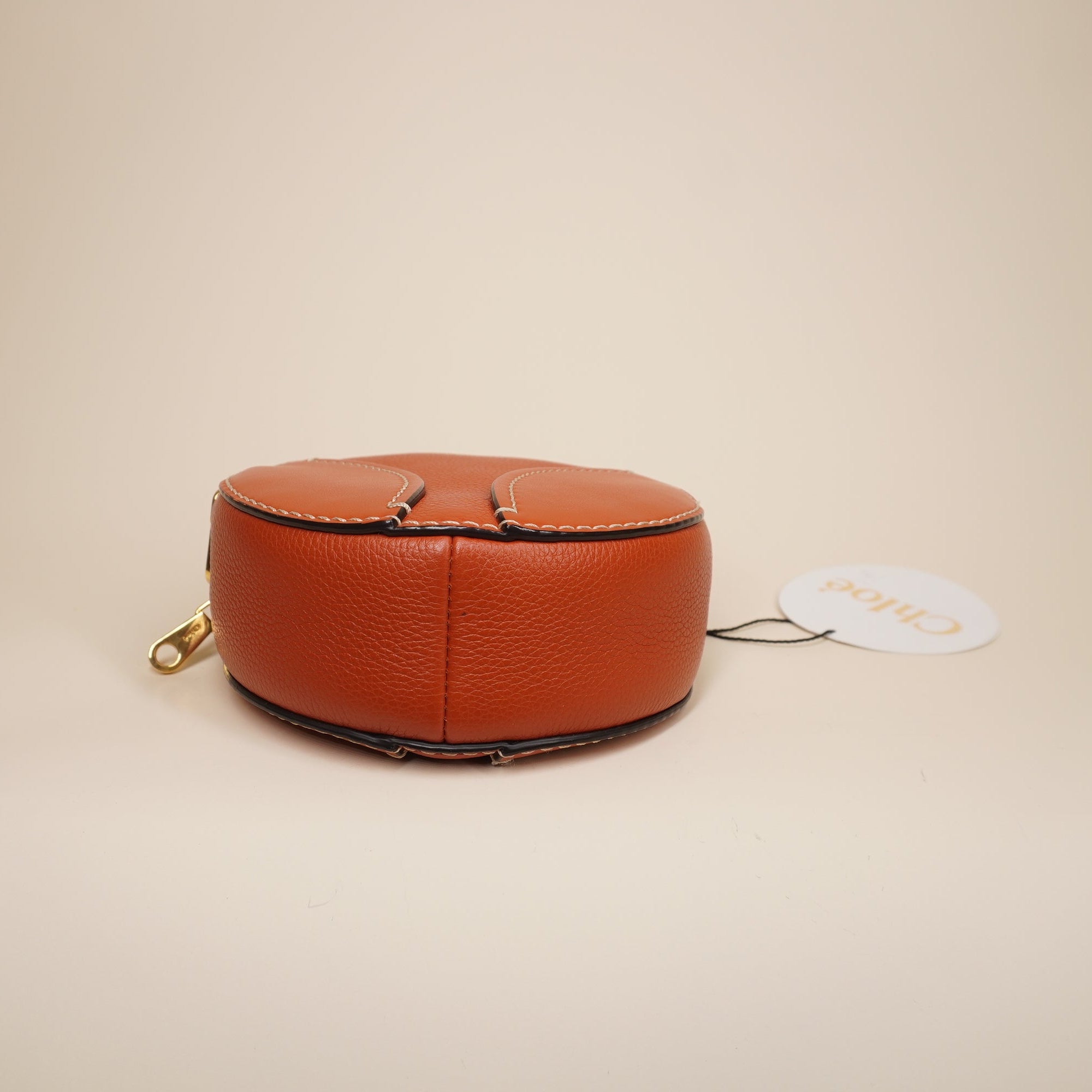 PRE-OWNED Daria Mini Round Leather Crossbody Bag Orange