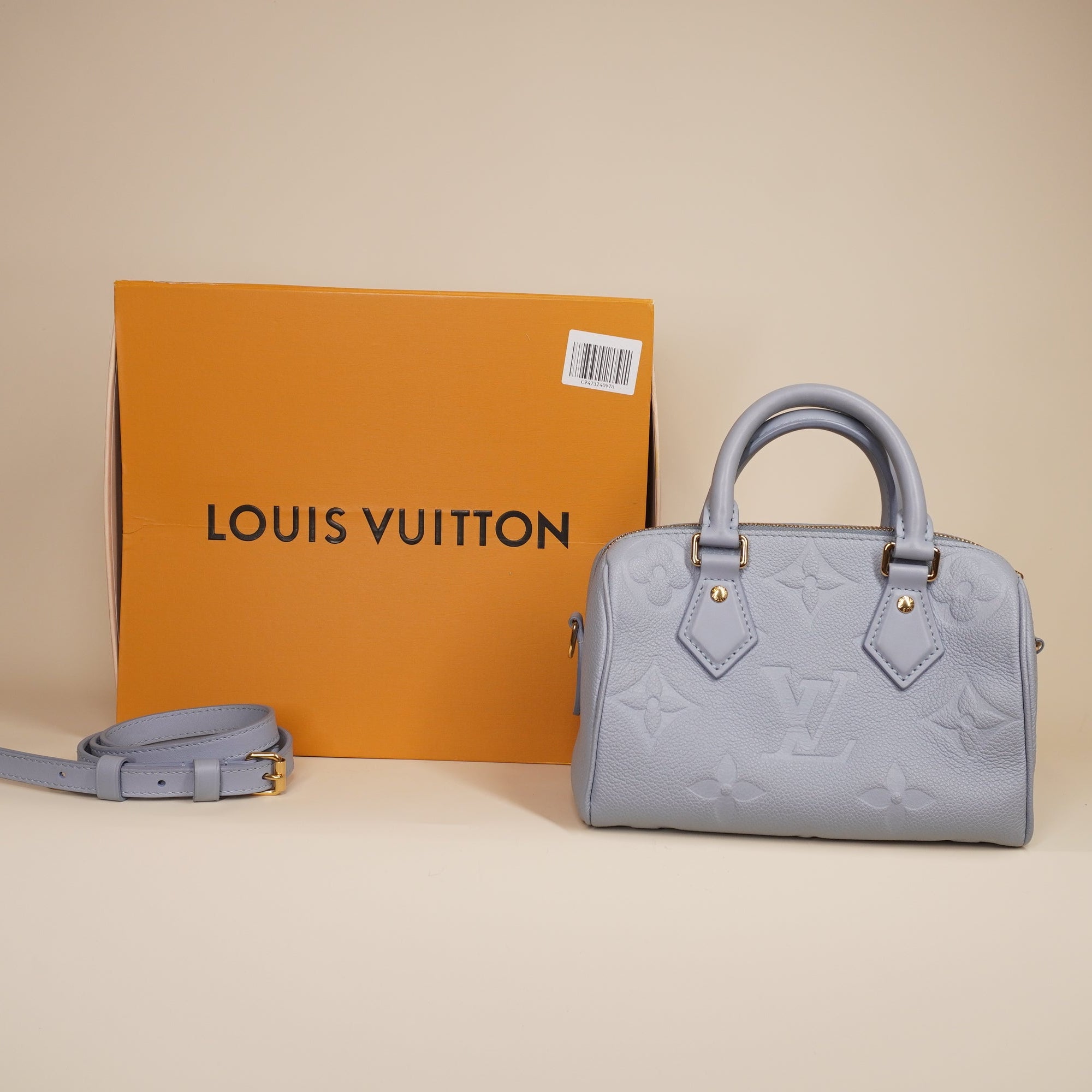 PRE-OWNED LV Empreinte Monogram Giant Speedy Bandouliere 20 Blue Hour