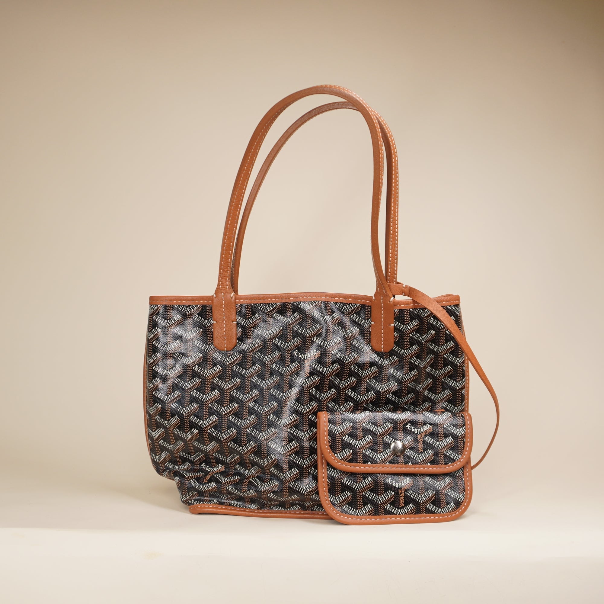 PRE-OWNED Goyardine Reversible Mini Anjou Black