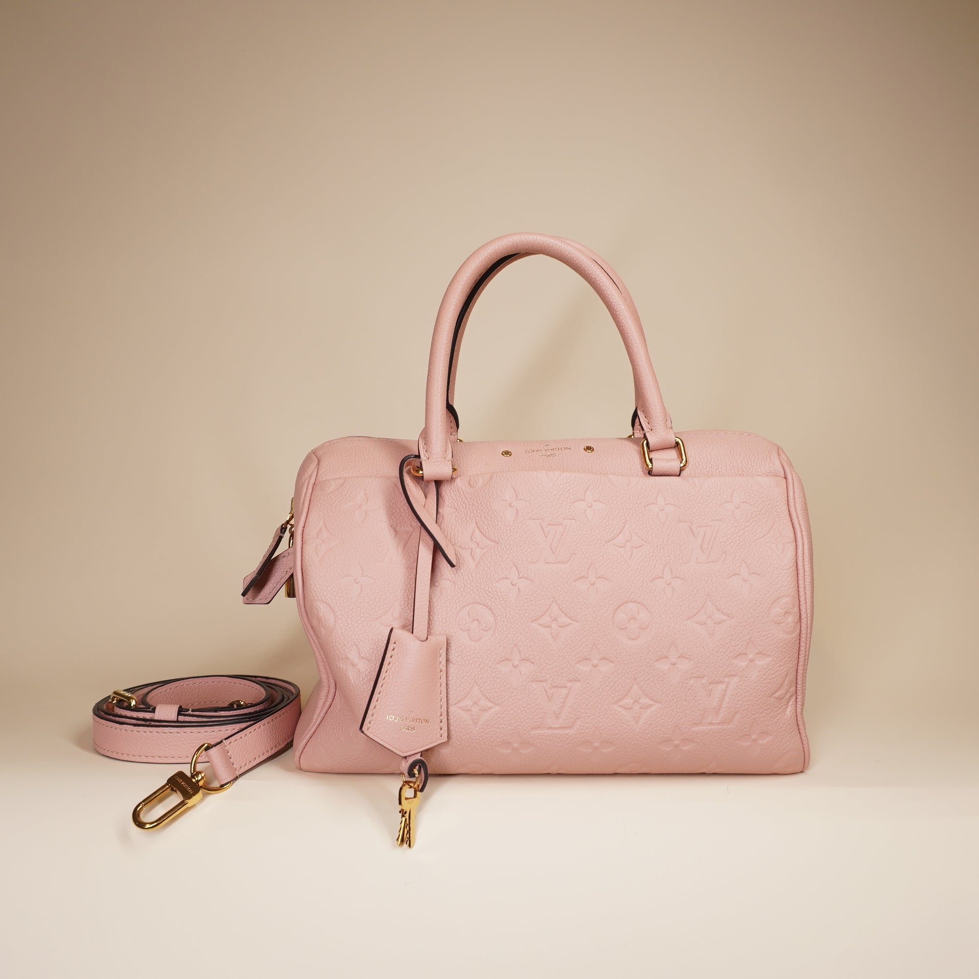 PRE-OWNED LV Monogram Speedy Bandouliere 25 Pink Shoulder Bag