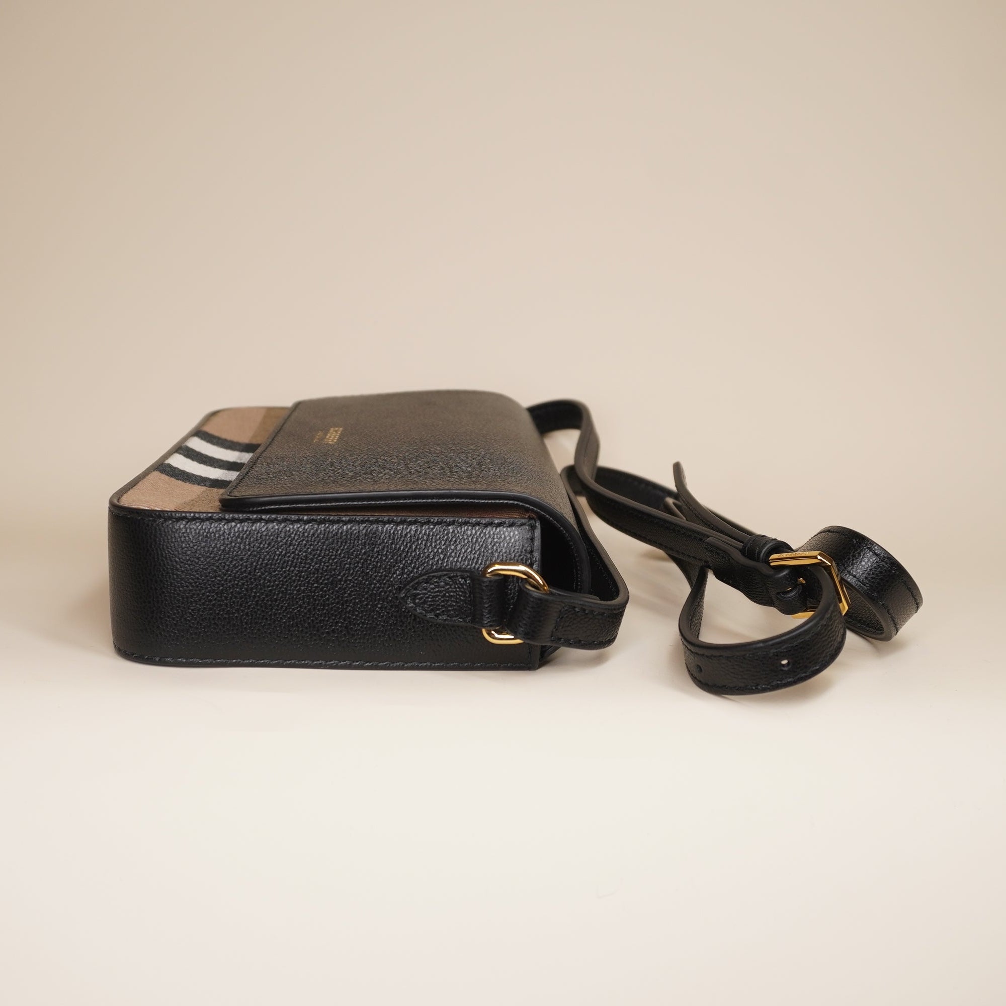 PRE-OWNED Hampshire Small House Check &amp; Leather Crossbody