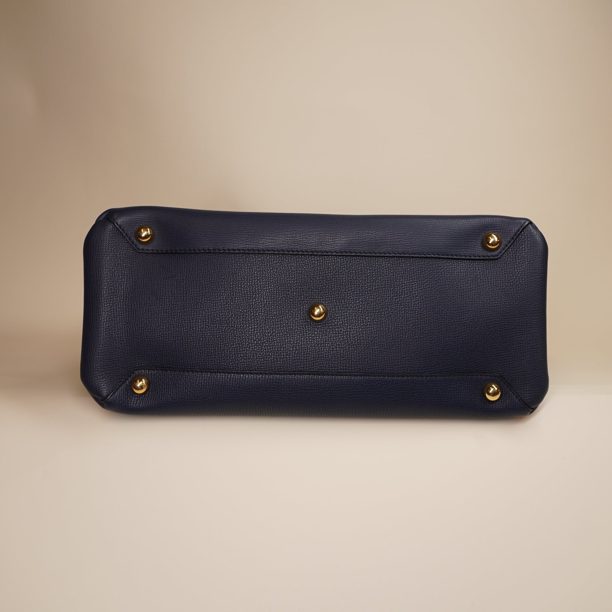 PRE-OWNED Navy Leather Banner Shoulder Bag