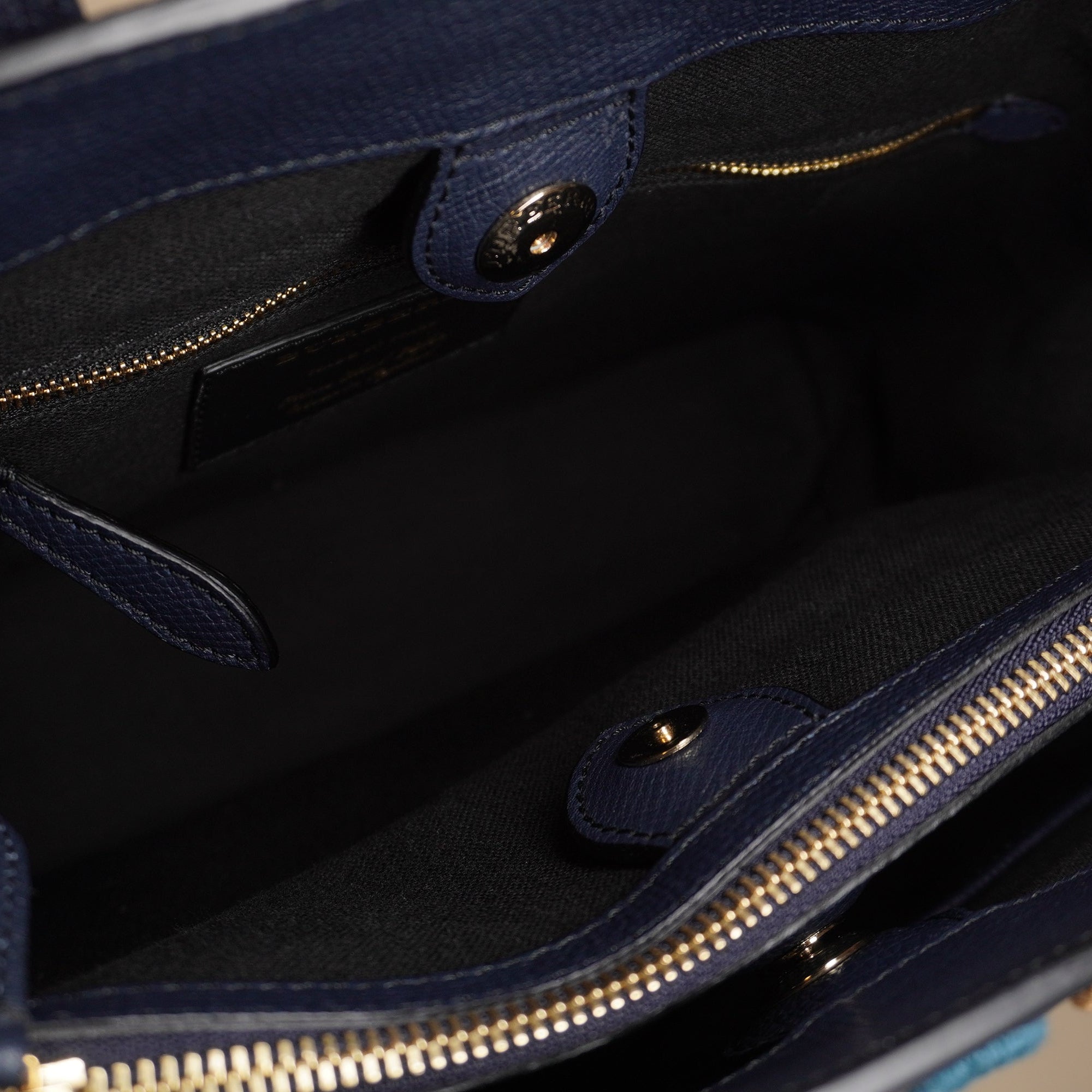 PRE-OWNED Navy Leather Banner Shoulder Bag