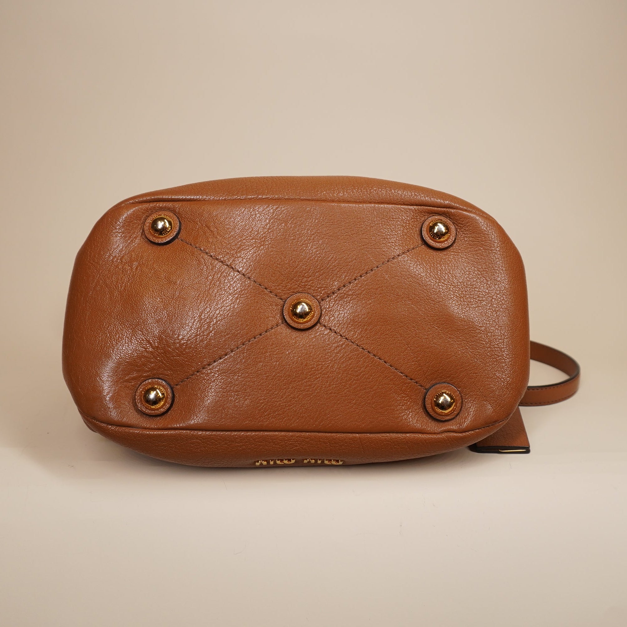 PRE-OWNED Madras Brown Calfskin Shoulder Bag