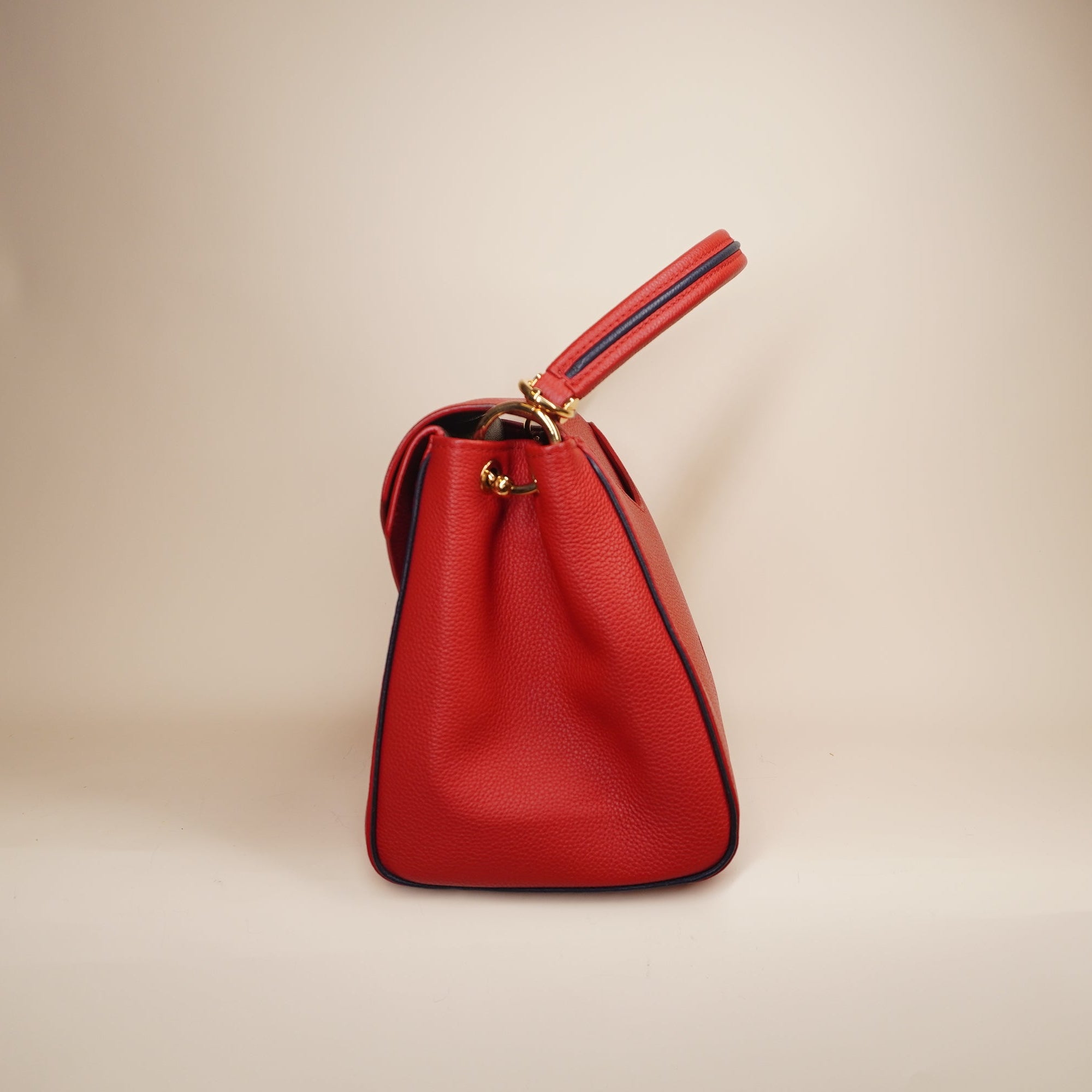 PRE-OWNED LV Double V Handbag Calfskin with Monogram Canvas Satchel