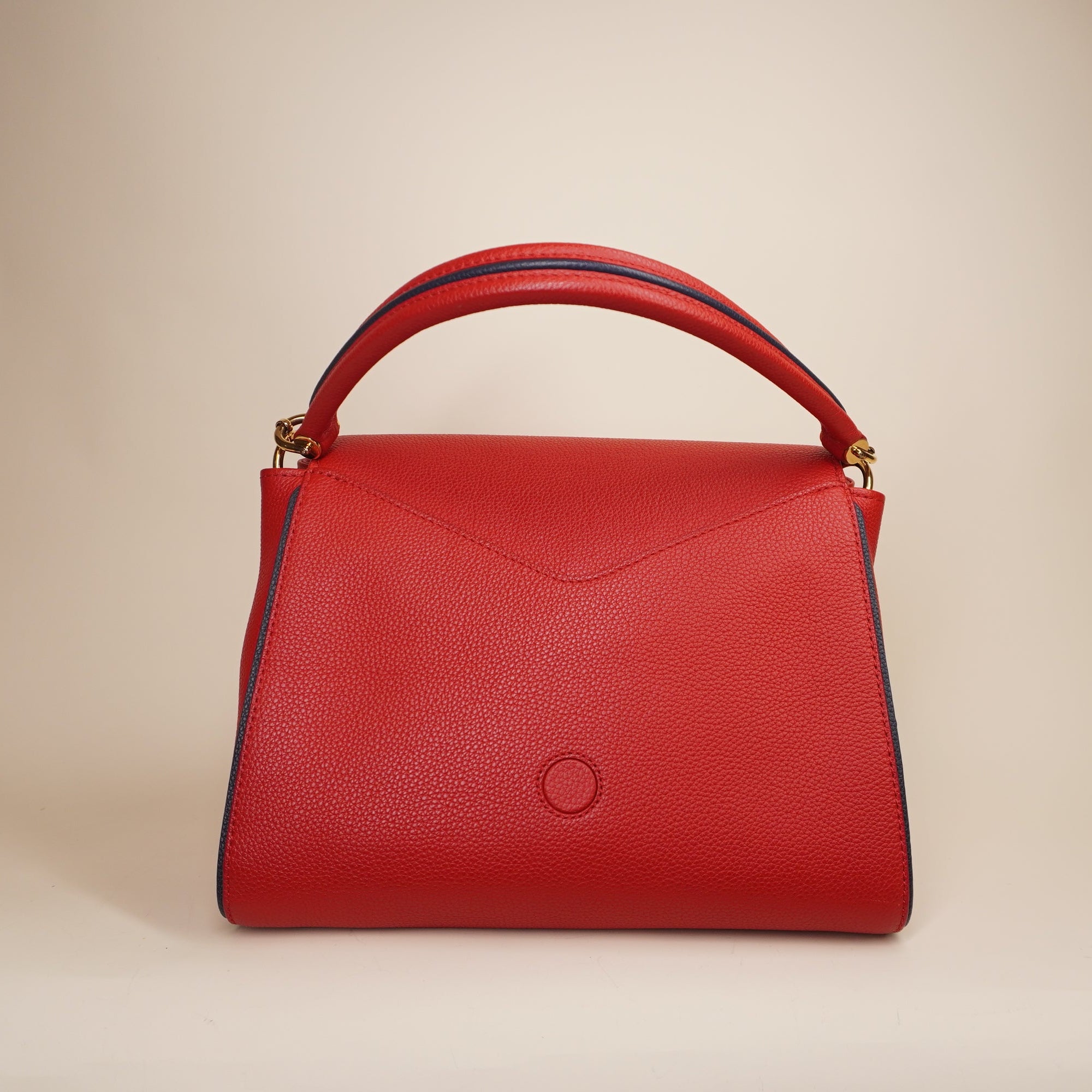 PRE-OWNED LV Double V Handbag Calfskin with Monogram Canvas Satchel