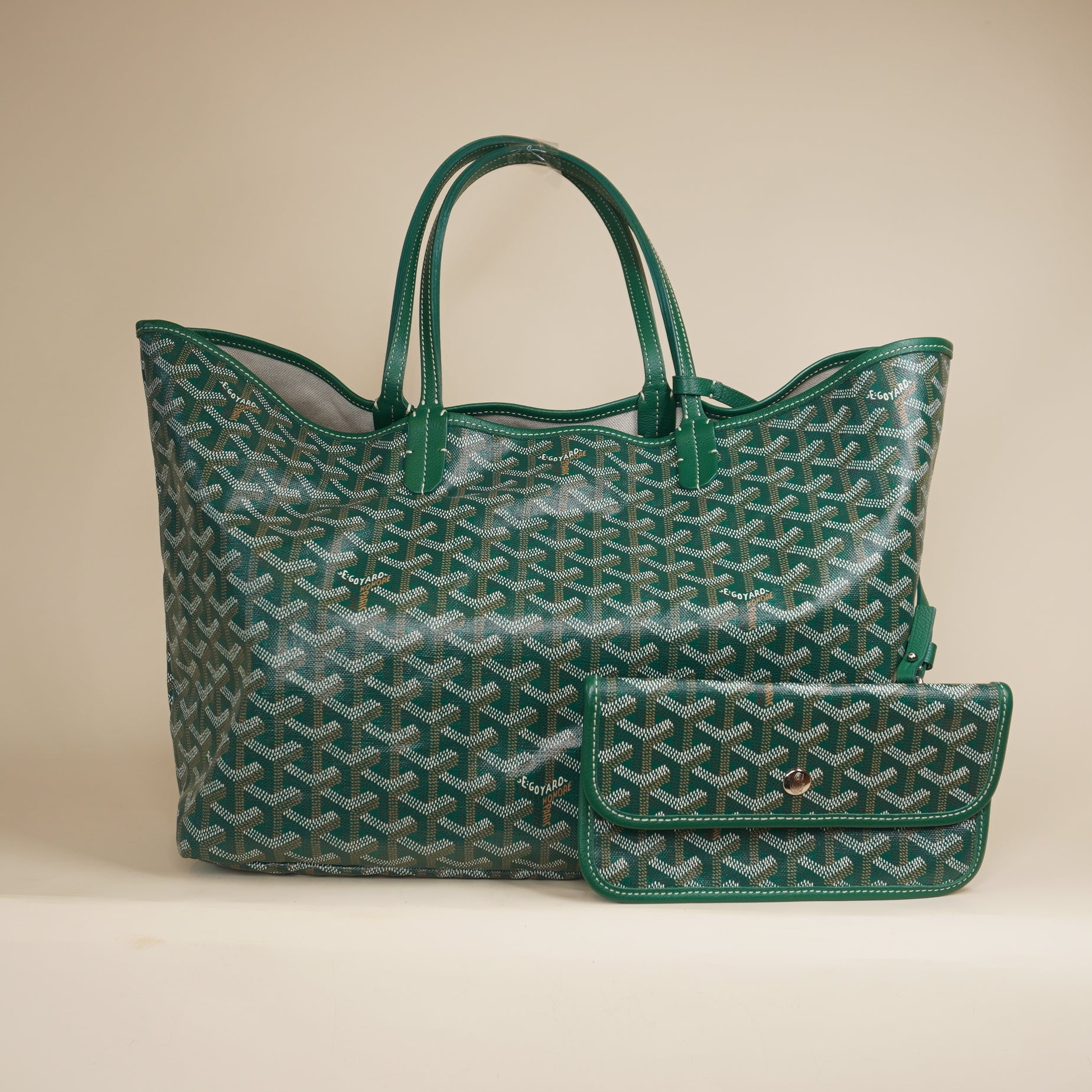 PRE-OWNED Green Goyardine Saint Louis PM Shoulder Bag