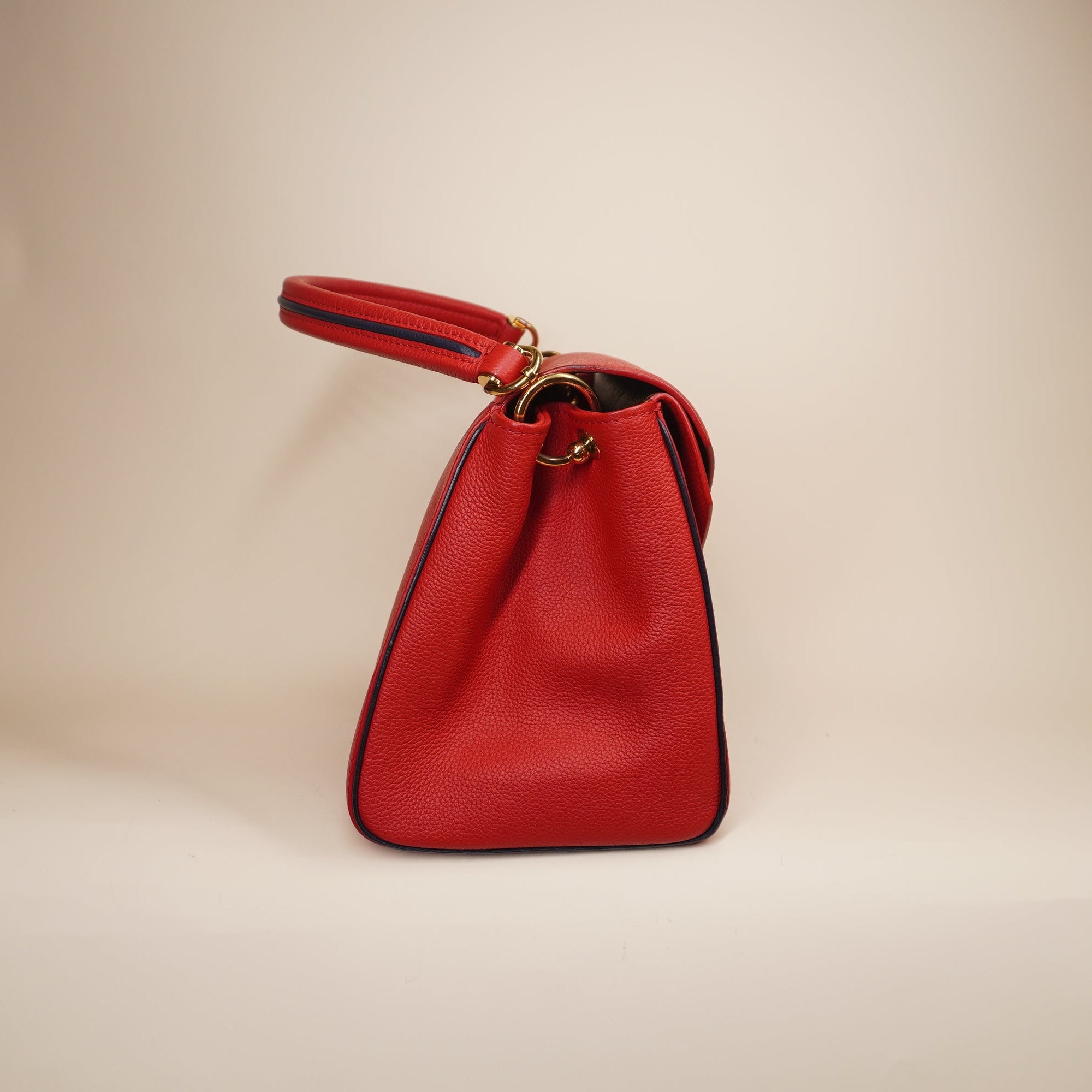 PRE-OWNED LV Double V Handbag Calfskin with Monogram Canvas Satchel