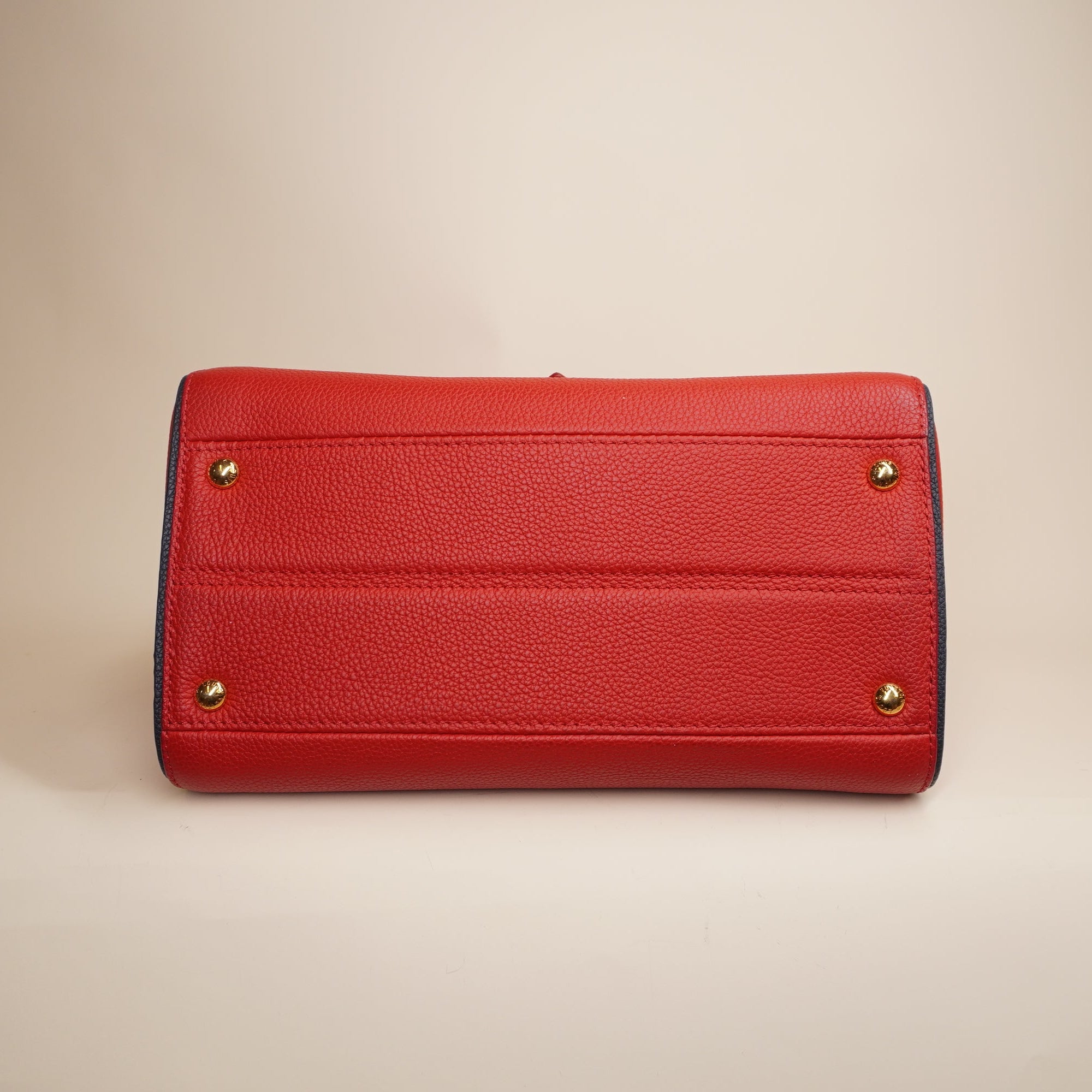 PRE-OWNED LV Double V Handbag Calfskin with Monogram Canvas Satchel