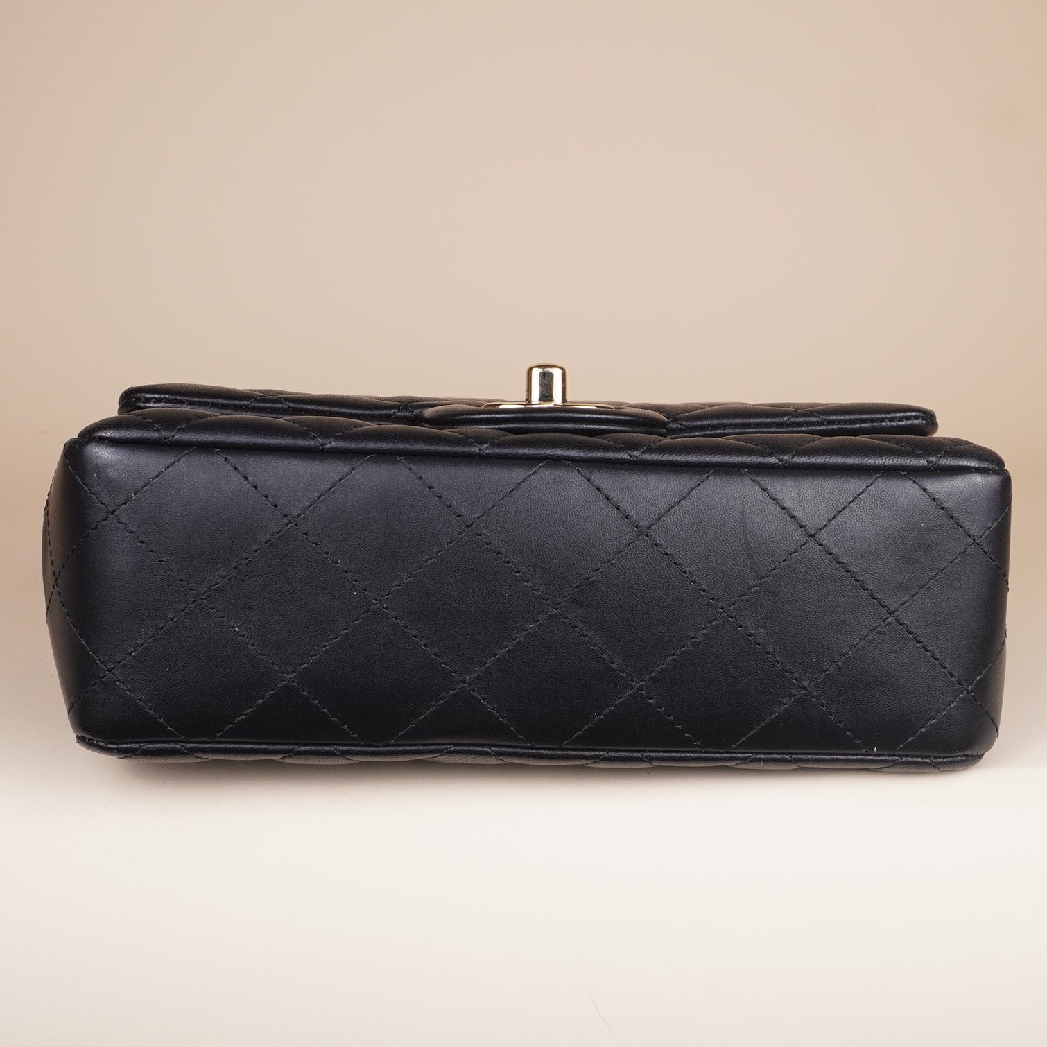 PRE-OWNED CC Lambskin Quilted Mini Coco Charms Rectangular Flap Black