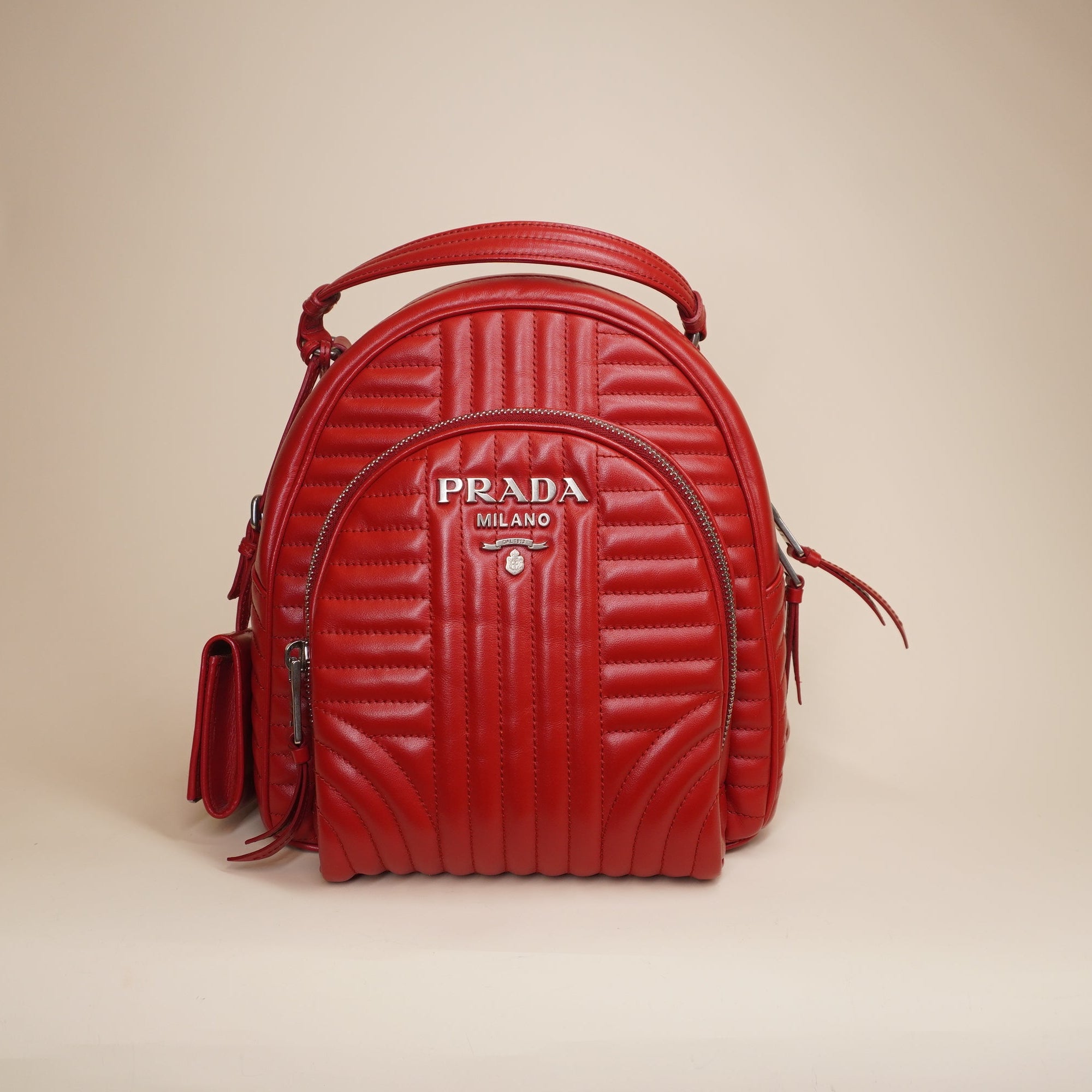 PRE-OWNED Red Soft Calf Diagramme Backpack