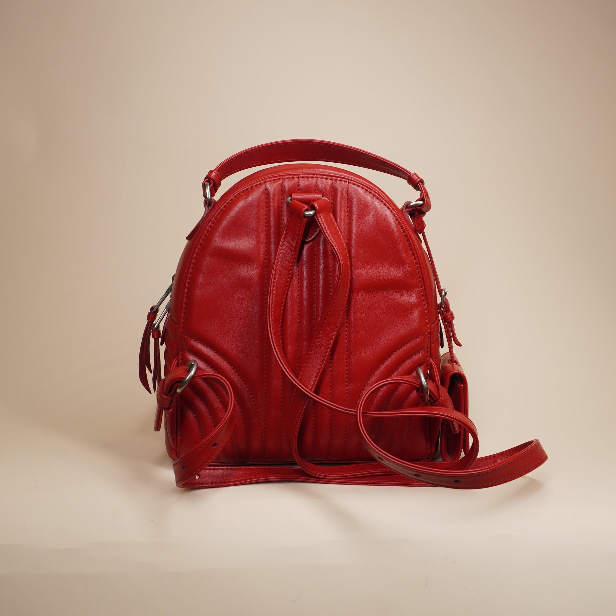 PRE-OWNED Red Soft Calf Diagramme Backpack