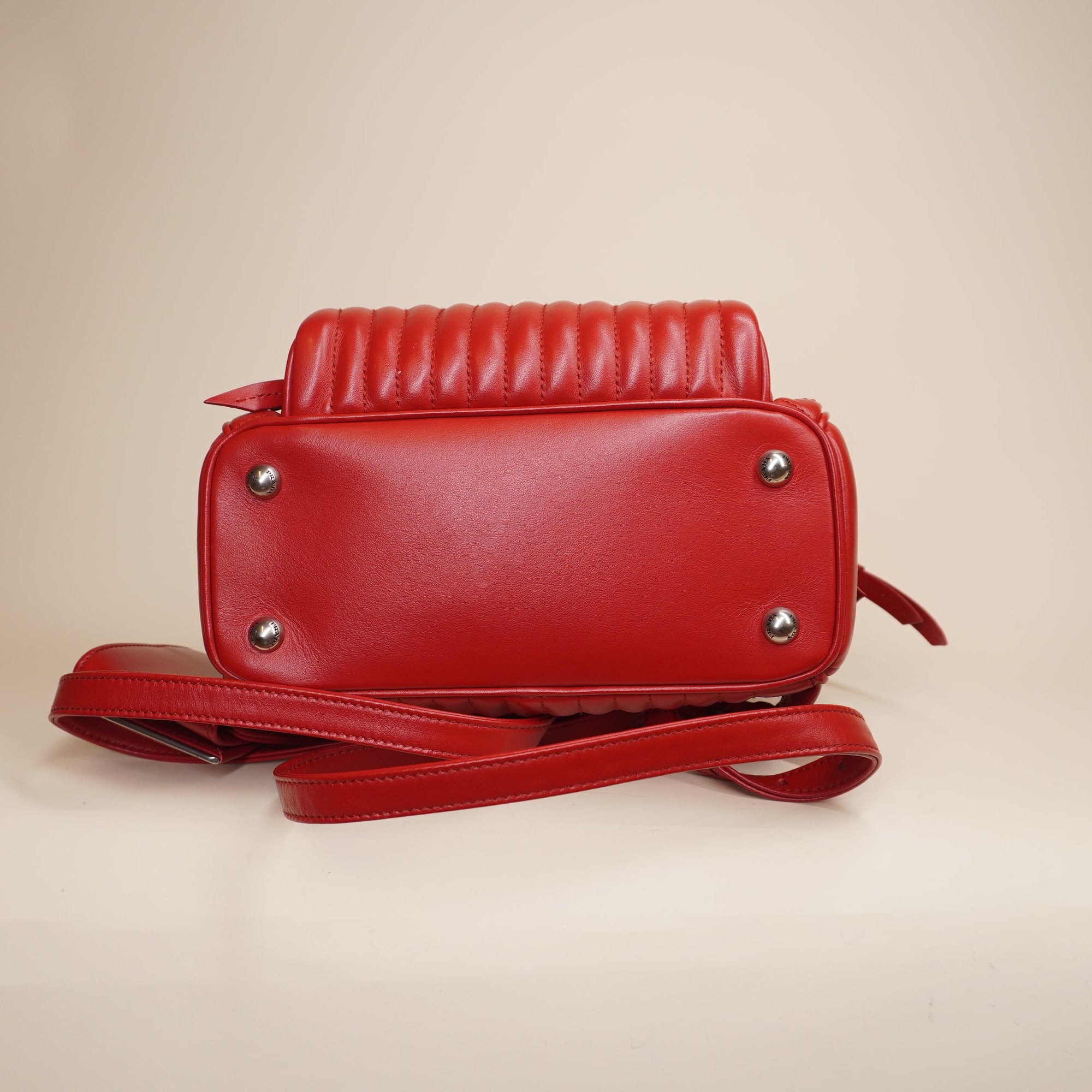 PRE-OWNED Red Soft Calf Diagramme Backpack