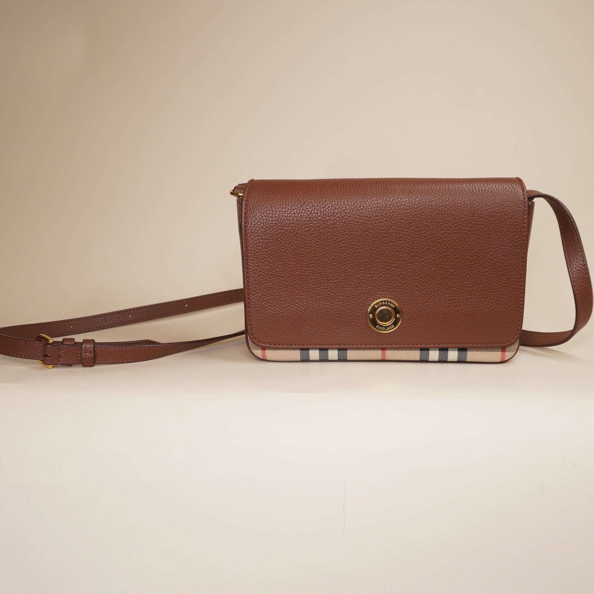 PRE-OWNED Hampshire House Check Leather Crossbody Bag
