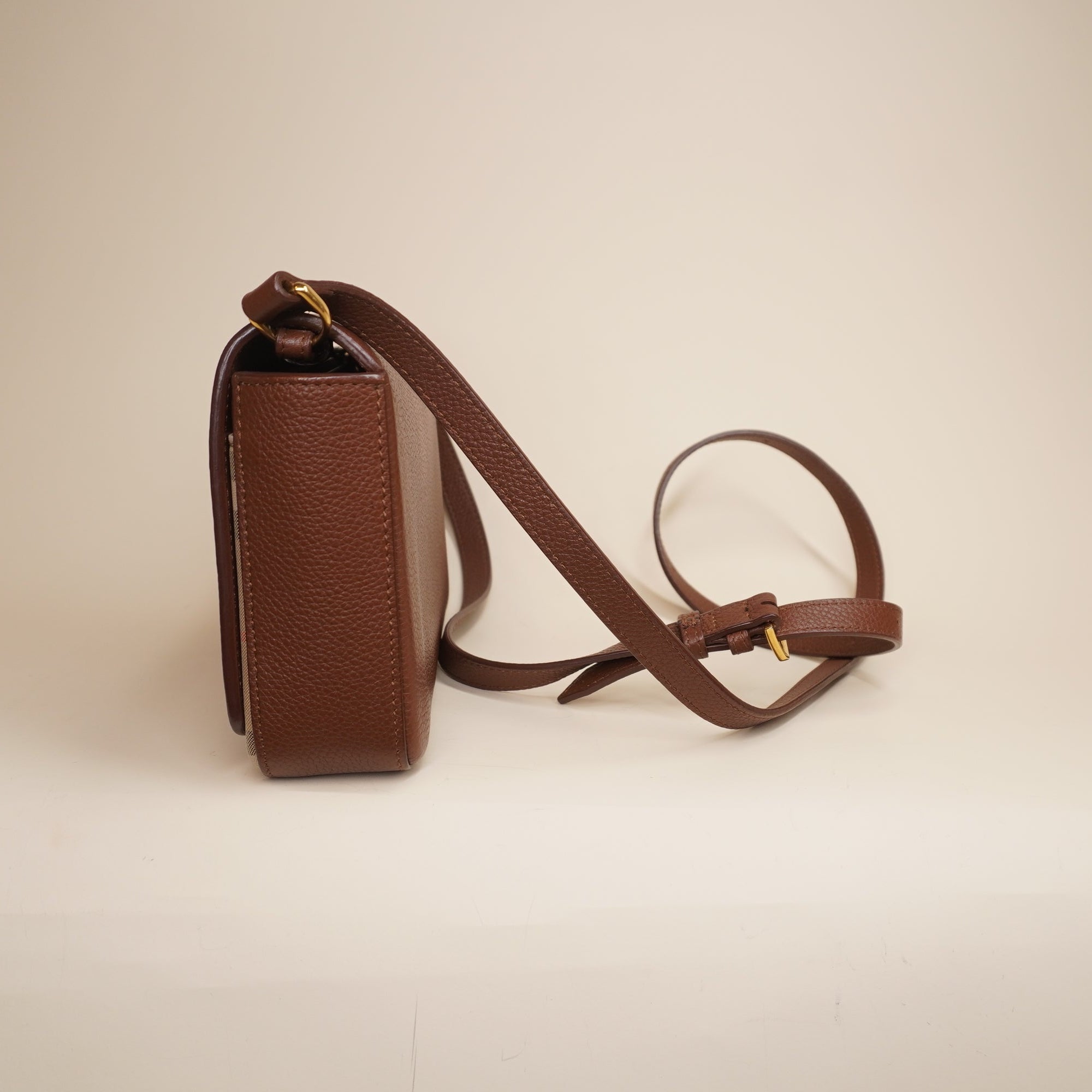 PRE-OWNED Hampshire House Check Leather Crossbody Bag