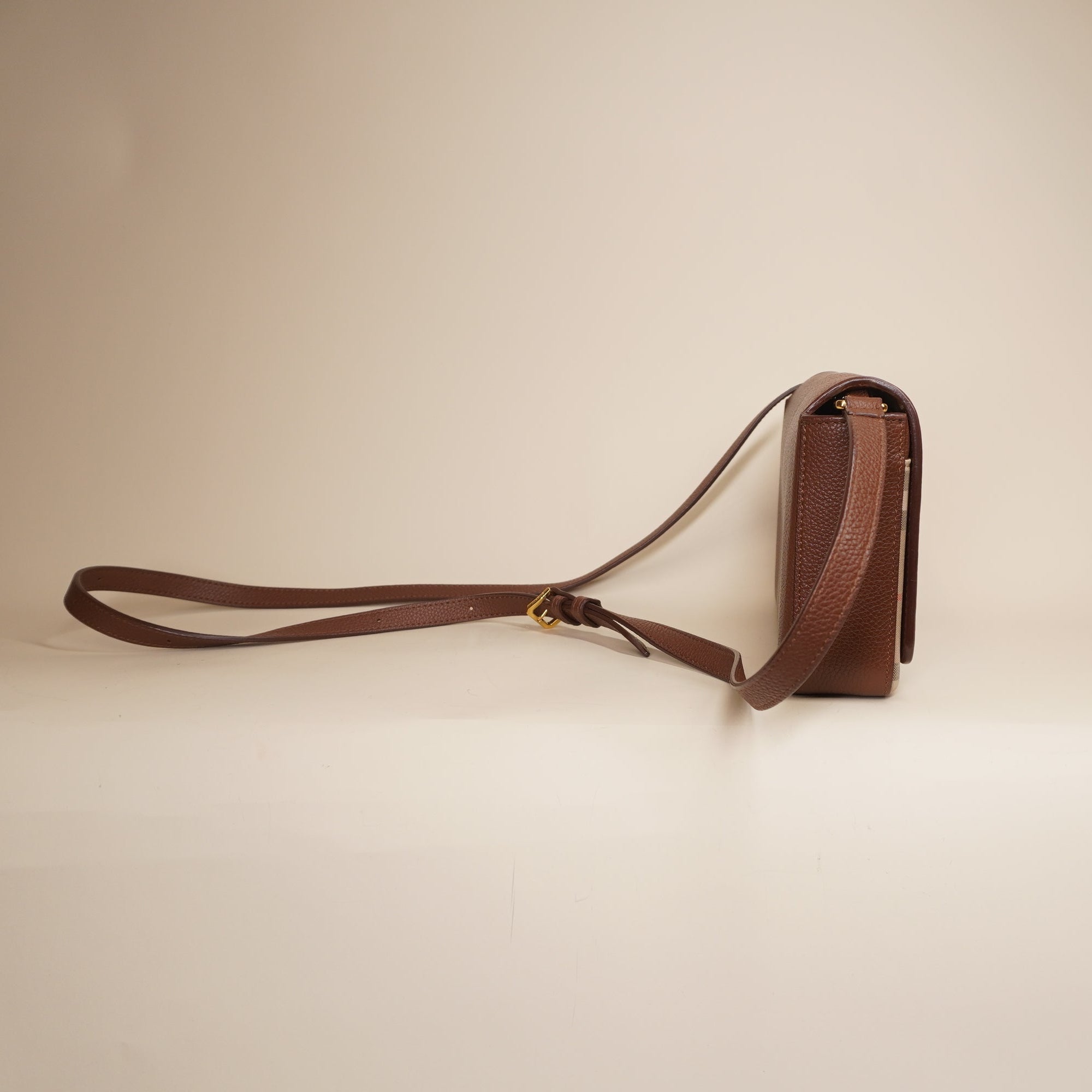PRE-OWNED Hampshire House Check Leather Crossbody Bag